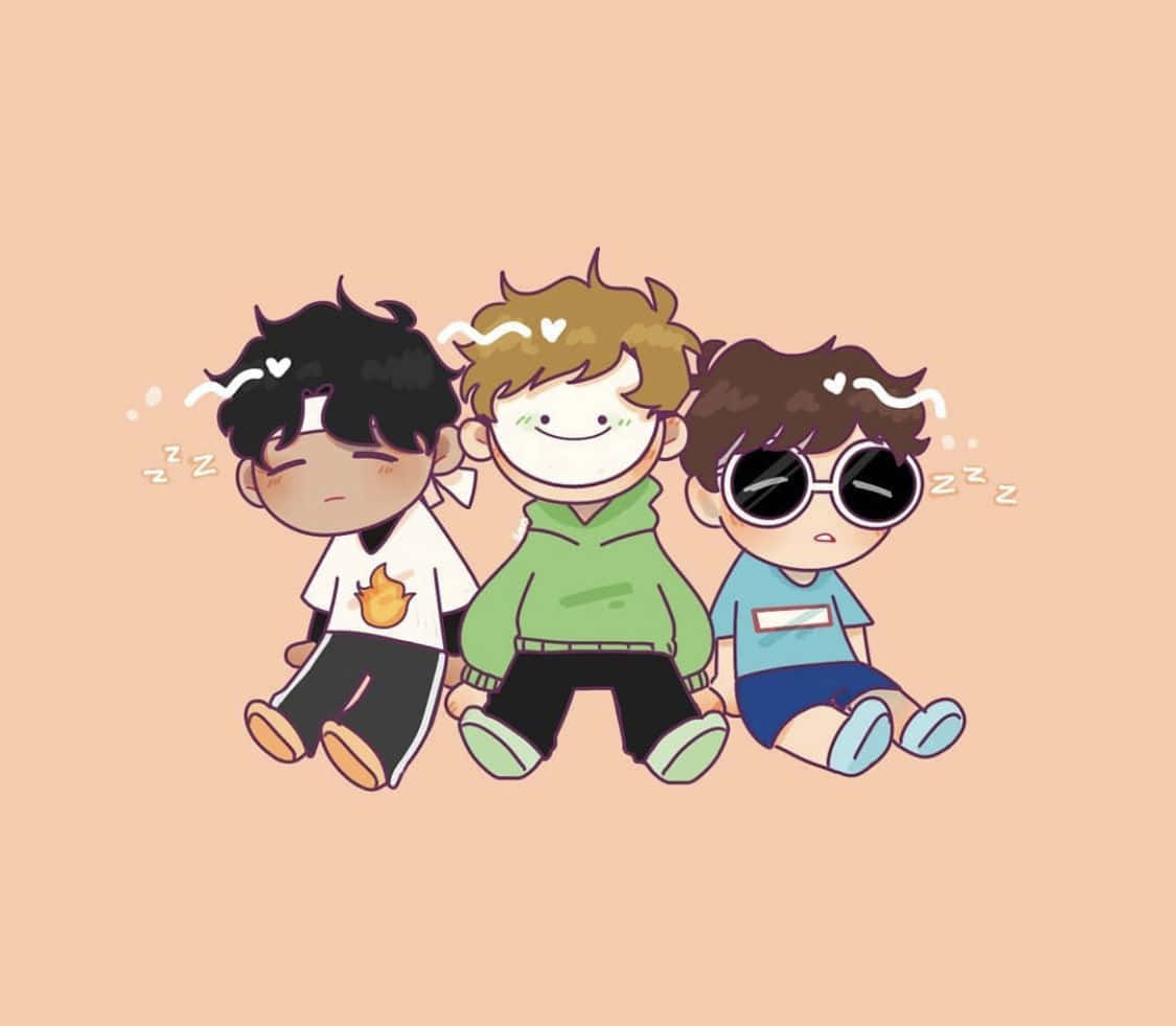 Dream Team, cartoon boys, hearts, SD Desktop Wallpaper
