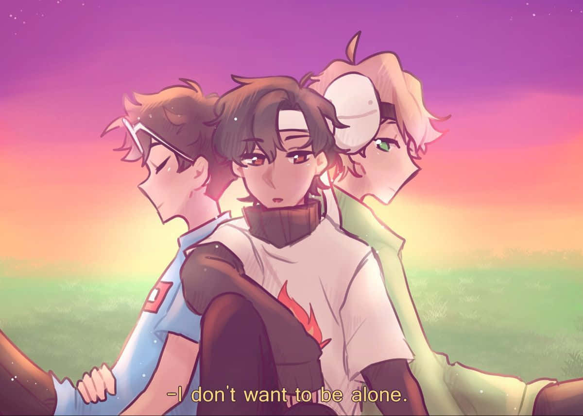 Dream Team, anime boys, vibrant sunset sky, SD Desktop Wallpaper
