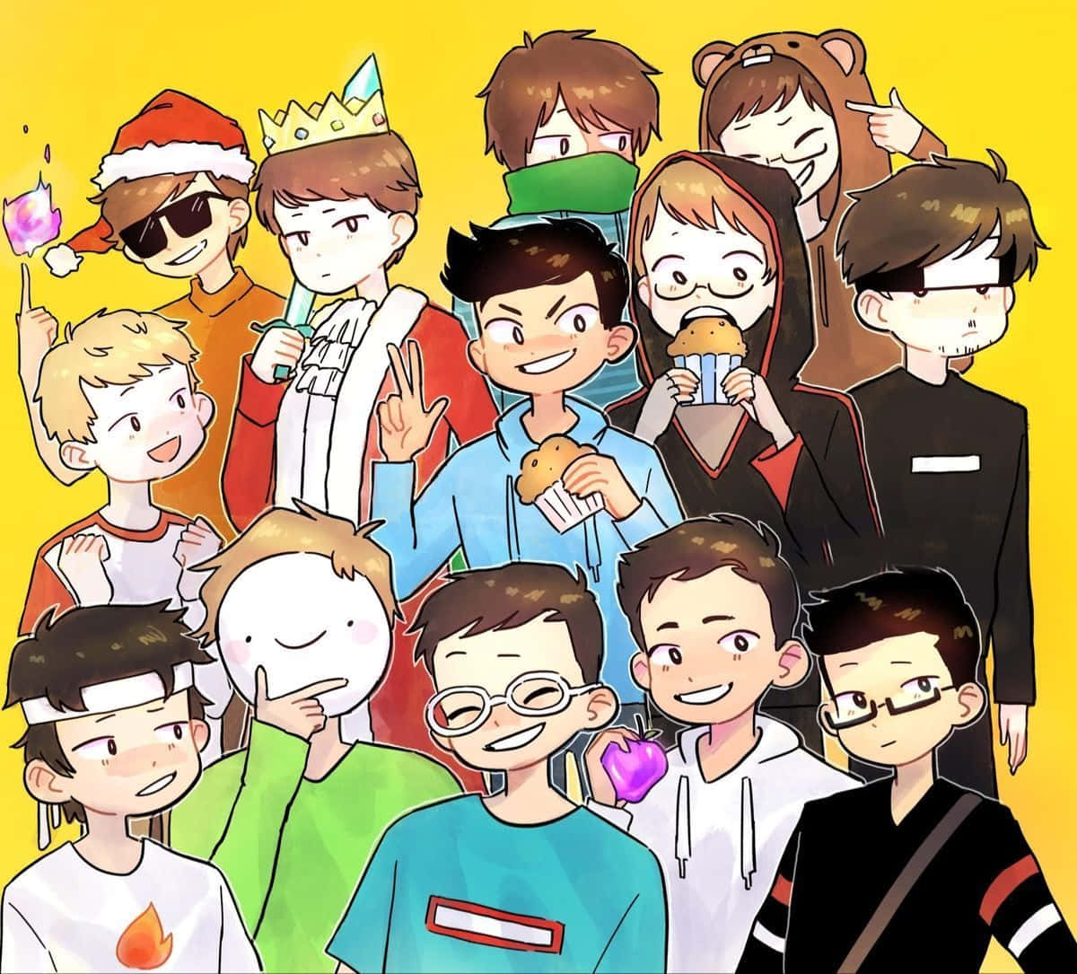 The Dream Team, anime-style, diverse young characters, SD Desktop Wallpaper