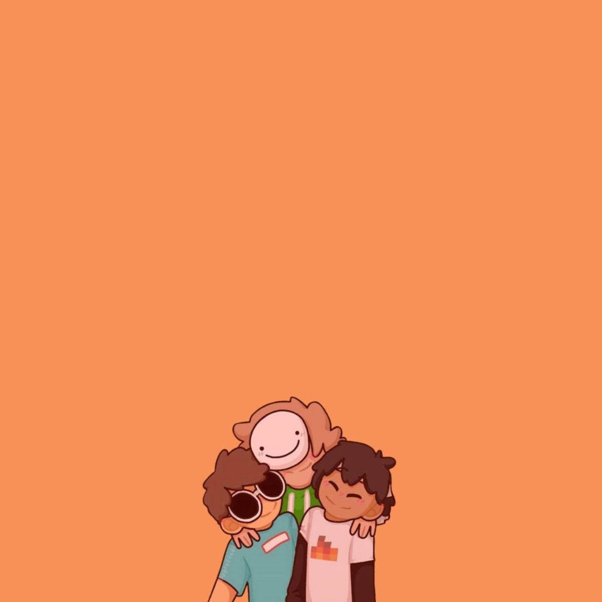 Simple Orange Dream YouTube, orange background, cartoon friends, SD Desktop Wallpaper