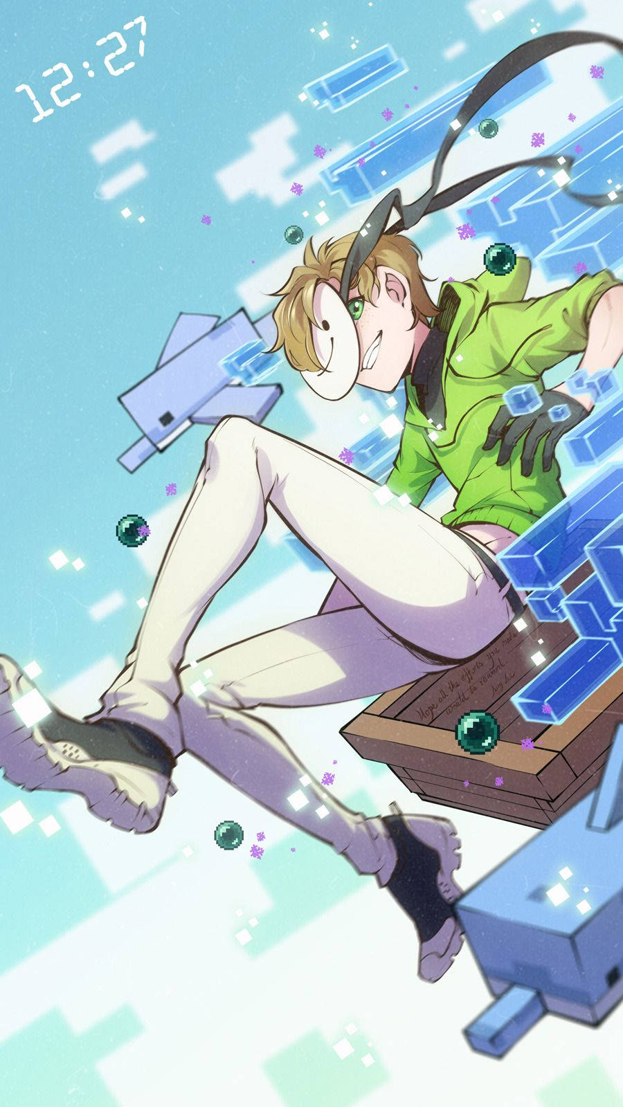 Dream YouTube, anime boy, green hoodie, HD Phone Wallpaper