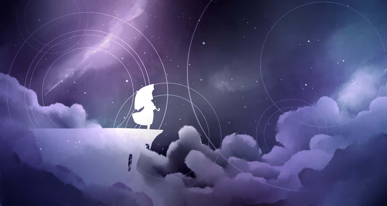 Dream Aesthetic, cloud platform, starry purple sky, HD Desktop Wallpaper