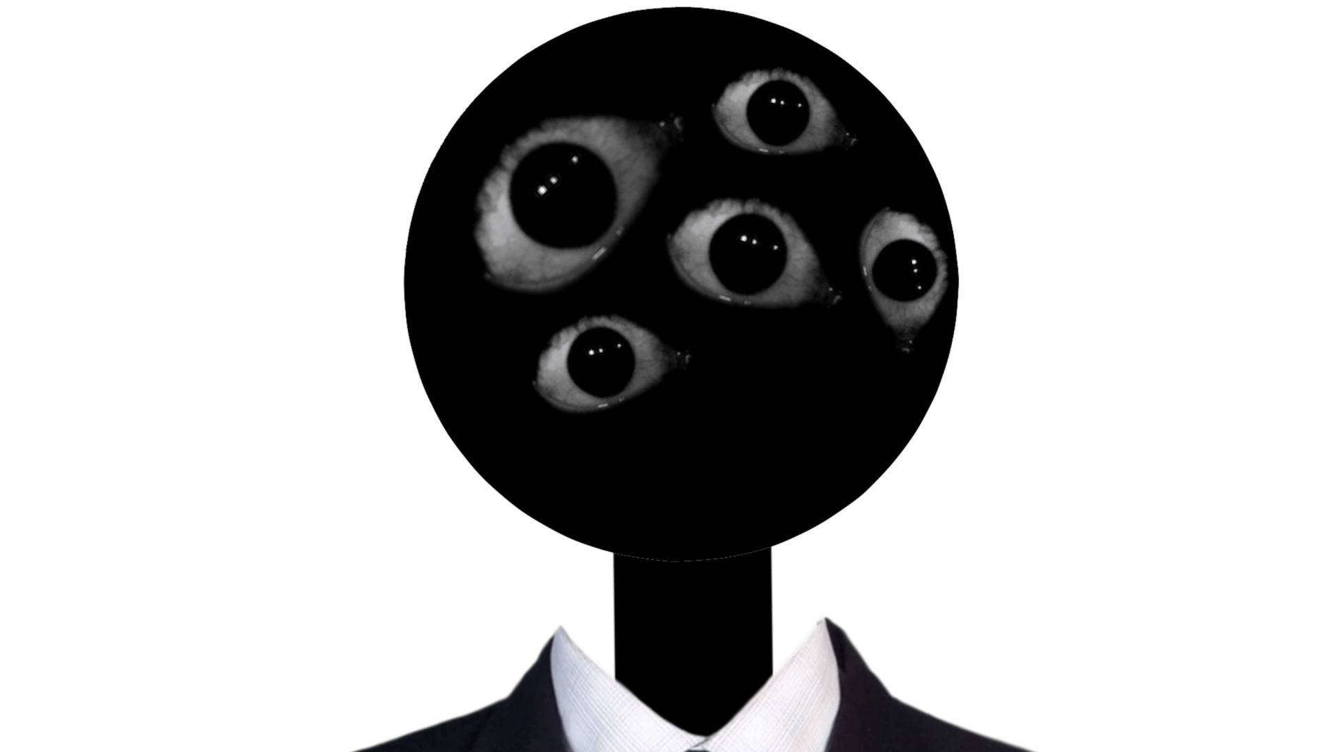 Dreamcore, wide eyes, black circular head, Full HD Desktop Wallpaper