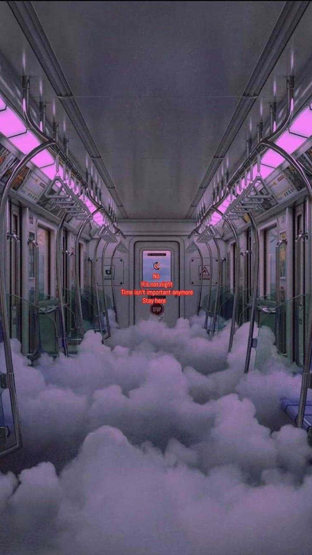 Dreamcore Subway Clouds Fantasy, purple clouds, glowing lights, Full HD Phone Wallpaper