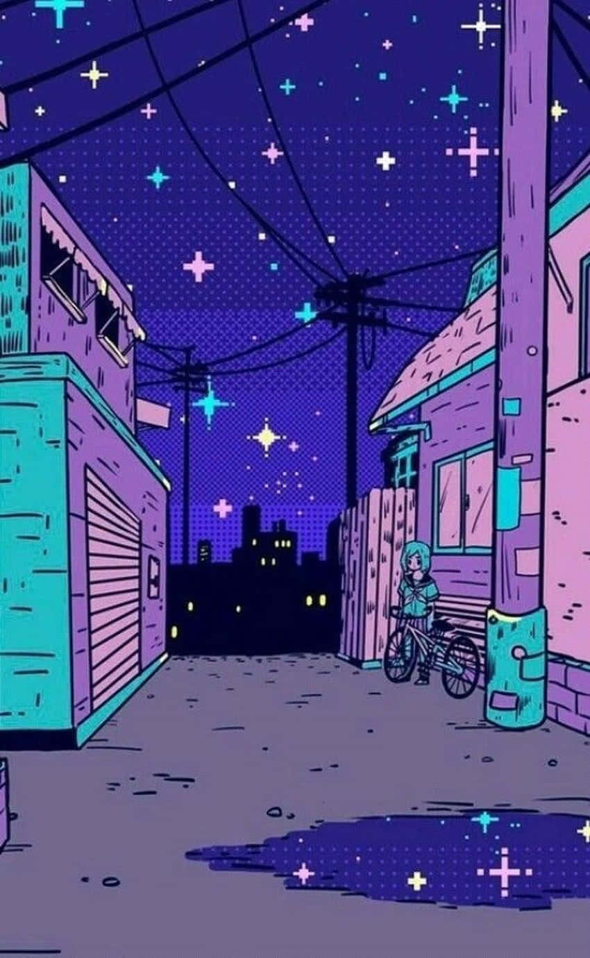 Dreamcore, nighttime alley, neon-drenched, HD Phone Wallpaper