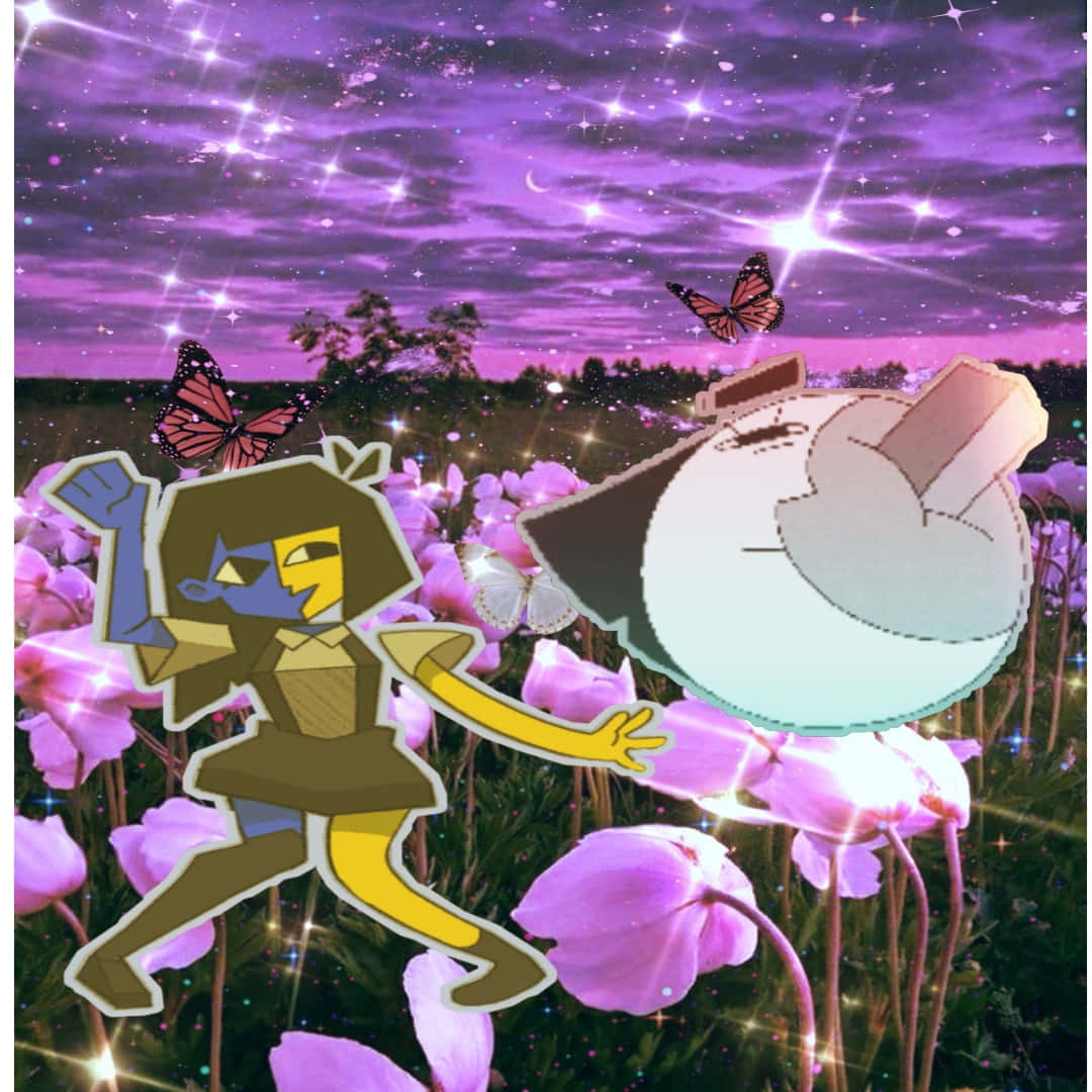 Dreamcore Aesthetic, animated characters, glowing pink flowers, SD Desktop Wallpaper