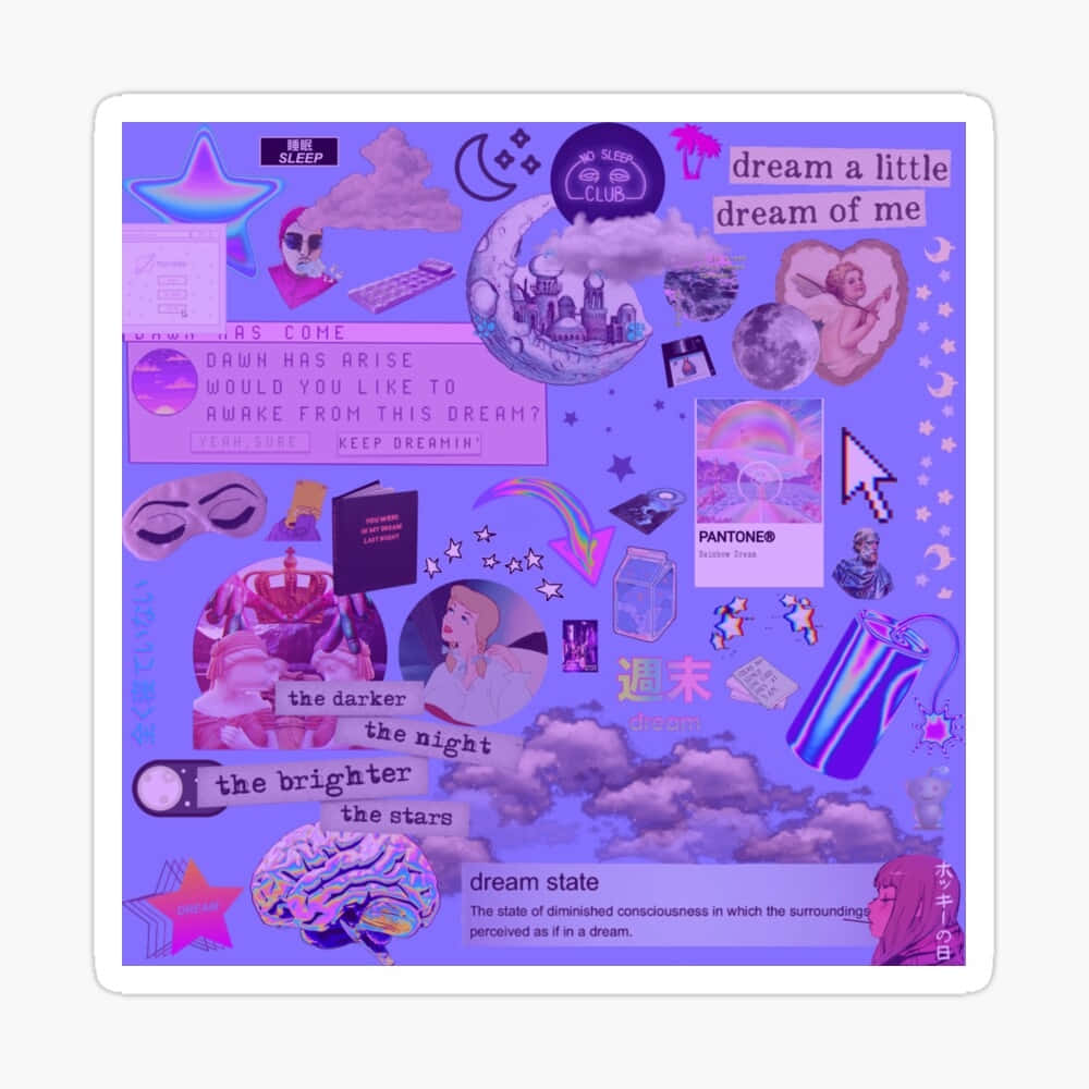 Dreamcore Collage Aesthetic, purple hues, vibrant purple, SD Desktop Wallpaper