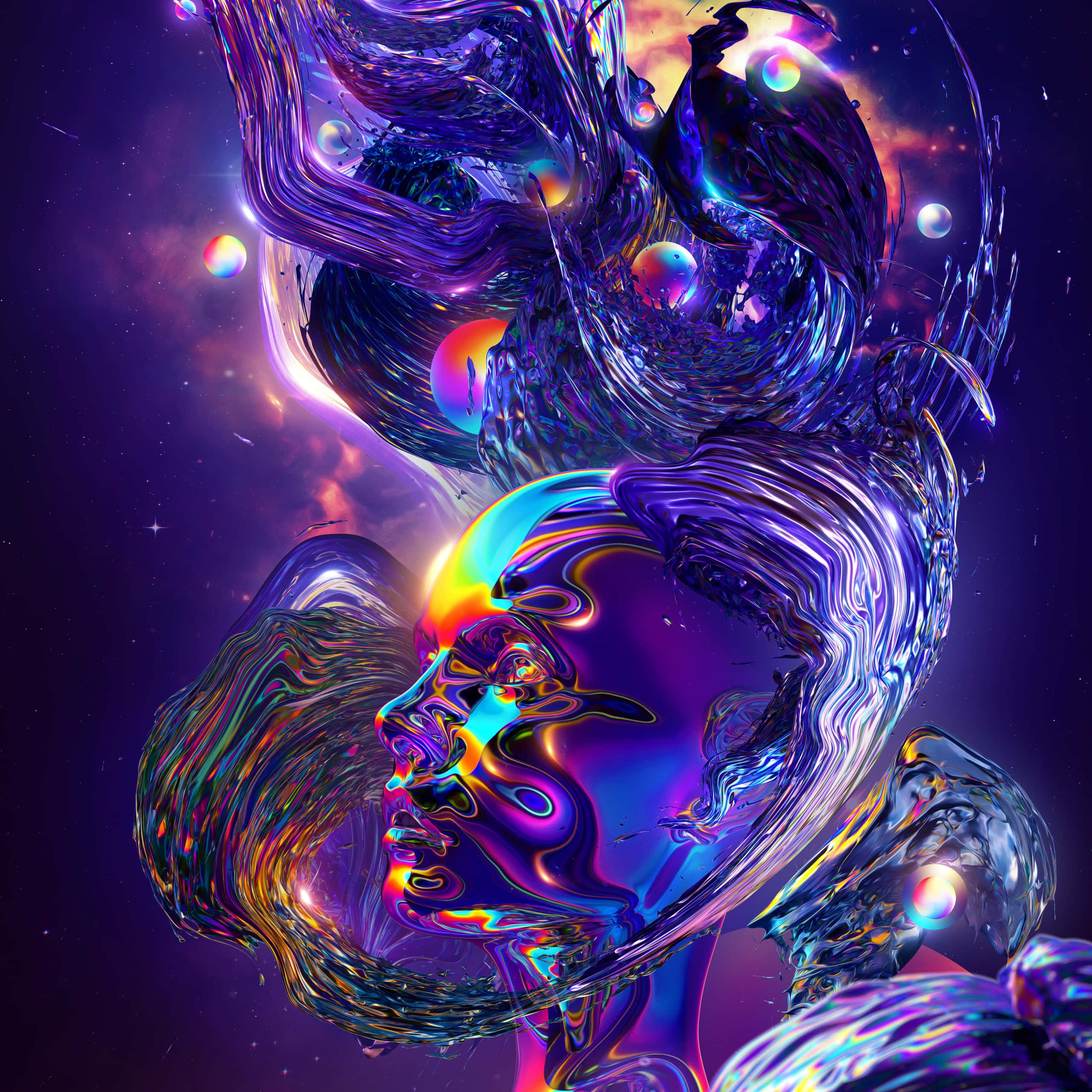 psychedelic dreamscape, neon purple, rainbow hues, 2K Desktop Wallpaper