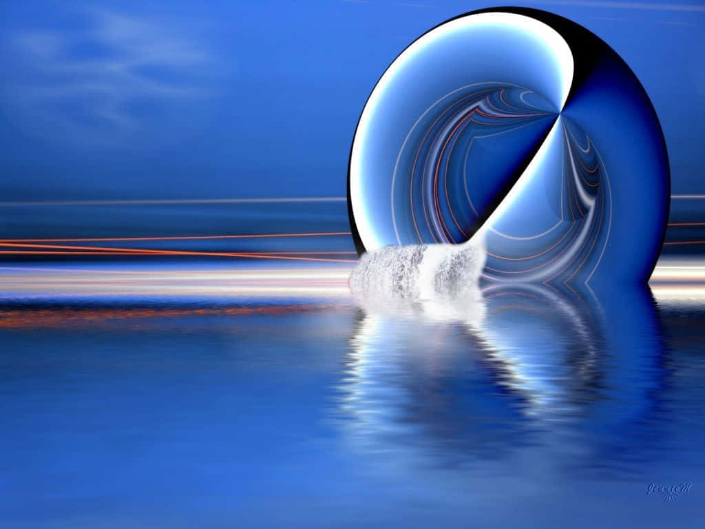 glowing blue torus, swirling fractal patterns, water, SD Desktop Wallpaper