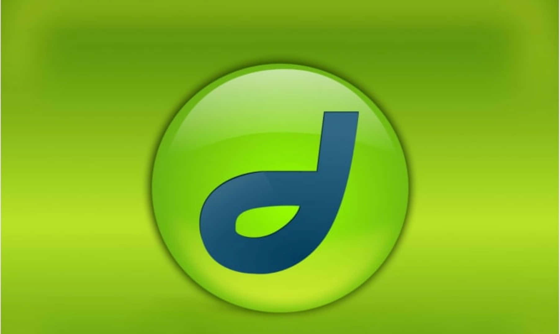 Dreamweaver, glossy green circular button, dark blue lowercase 'd', HD Desktop Wallpaper