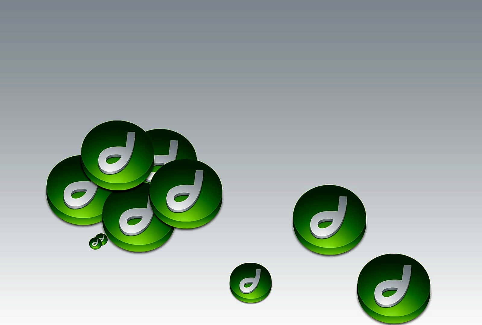 Dreamweaver, shiny green, silver lowercase 'd' letters, HD Desktop Wallpaper