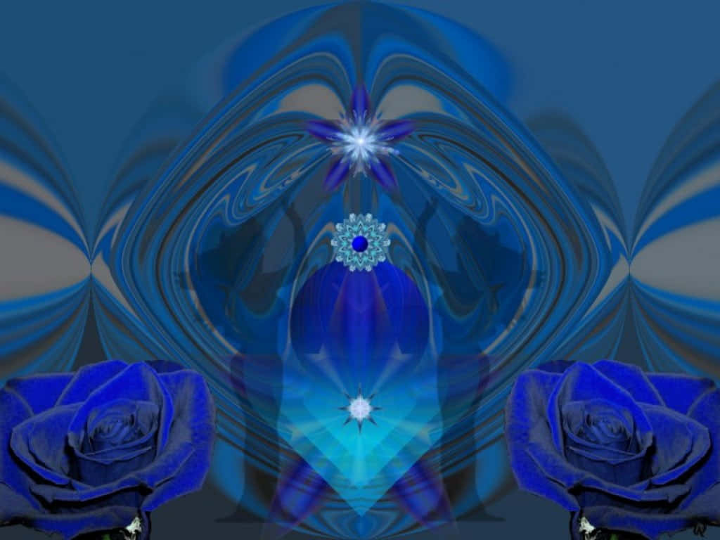 Dreamweaver, blue roses, glowing central jewel, SD Desktop Wallpaper