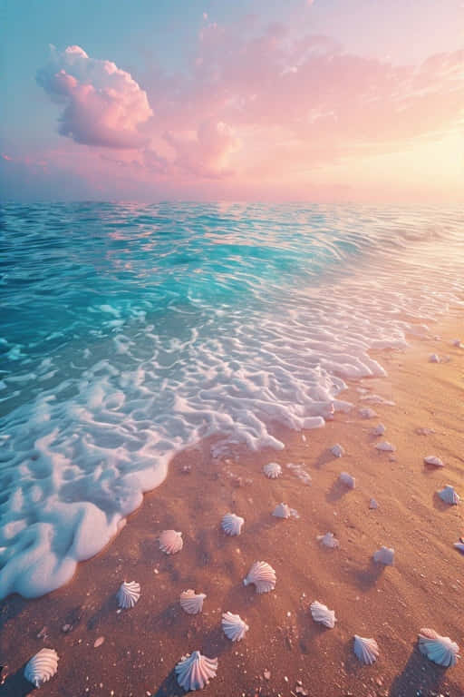 Dreamy, ocean sunset, gentle waves, SD Phone Wallpaper