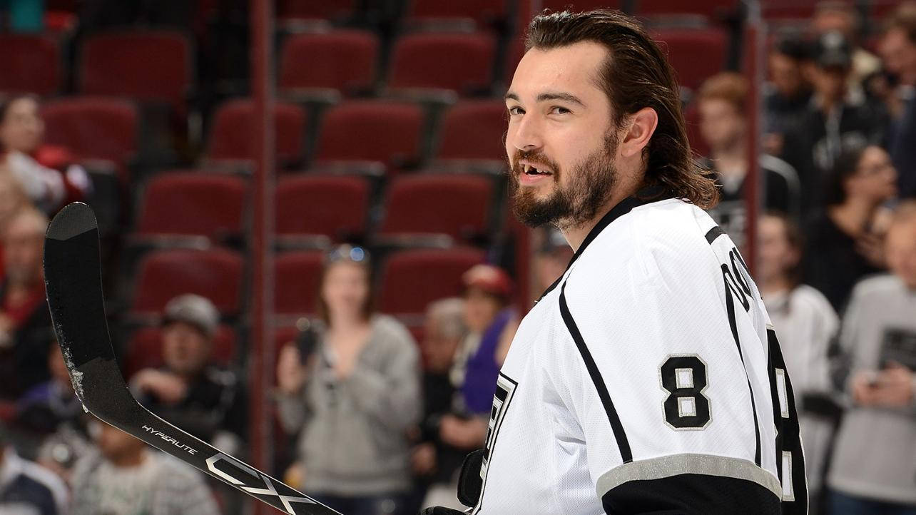 Drew Doughty, white jersey, number 8, HD Desktop Wallpaper