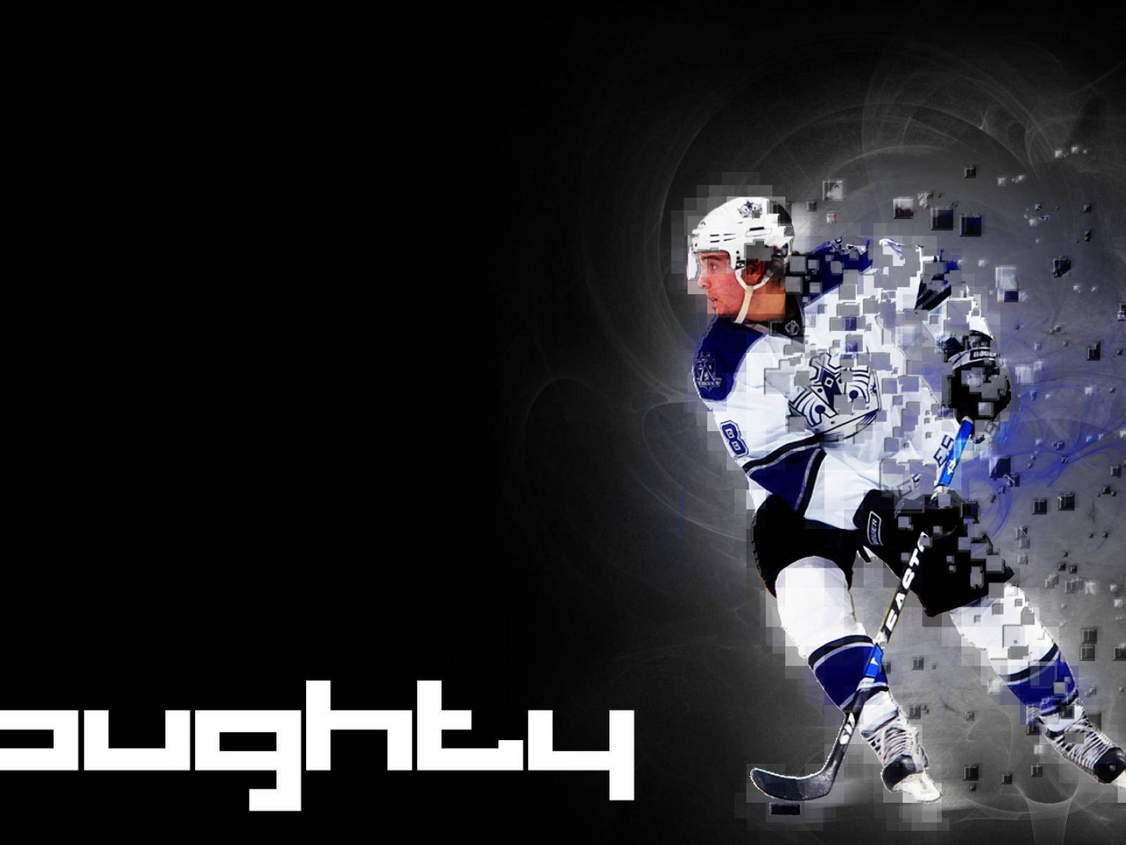 Drew Doughty, blue and white uniform, pixelated fragments, HD Desktop Wallpaper
