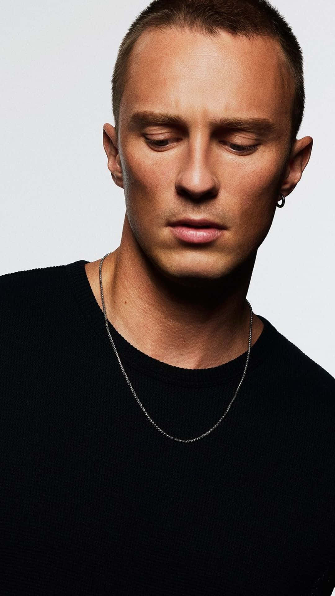Drew Starkey, black sweater, silver chain, Full HD Phone Wallpaper