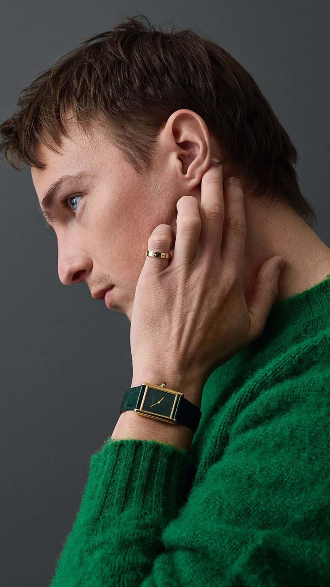 Drew Starkey, green sweater, ring, Full HD Phone Wallpaper