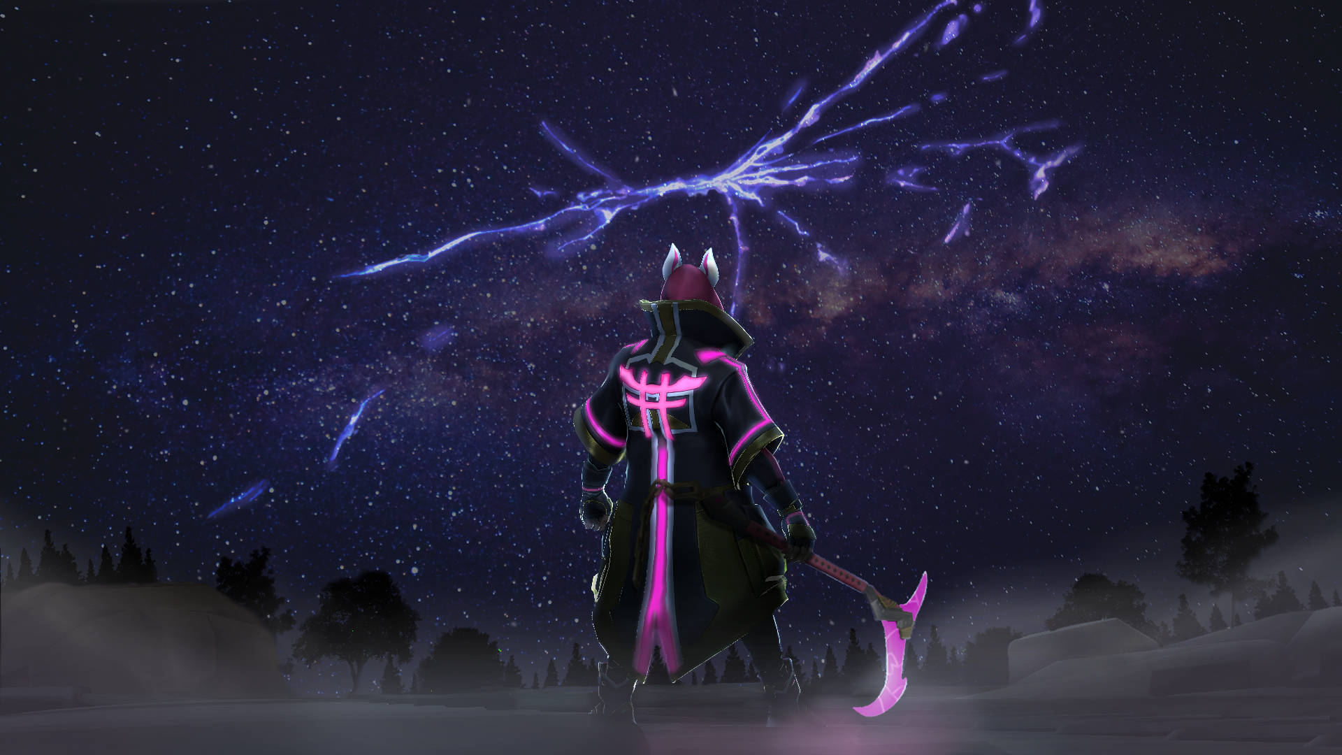 Drift Fortnite, starry night sky, glowing pink accents, Full HD Desktop Wallpaper