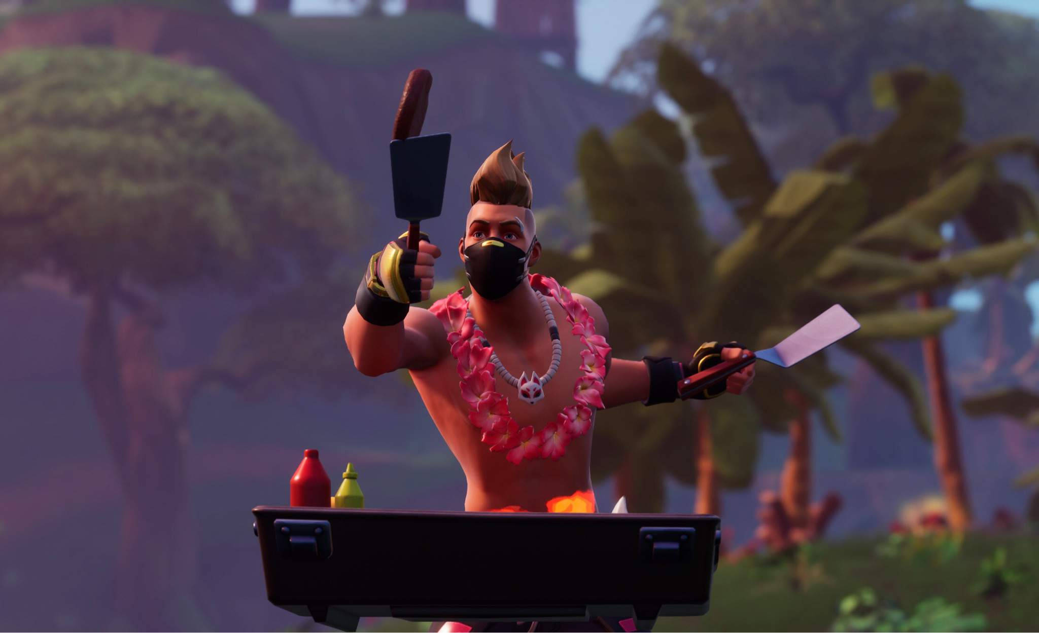 Drift Fortnite, pink lei, portable barbecue, Full HD Desktop Wallpaper