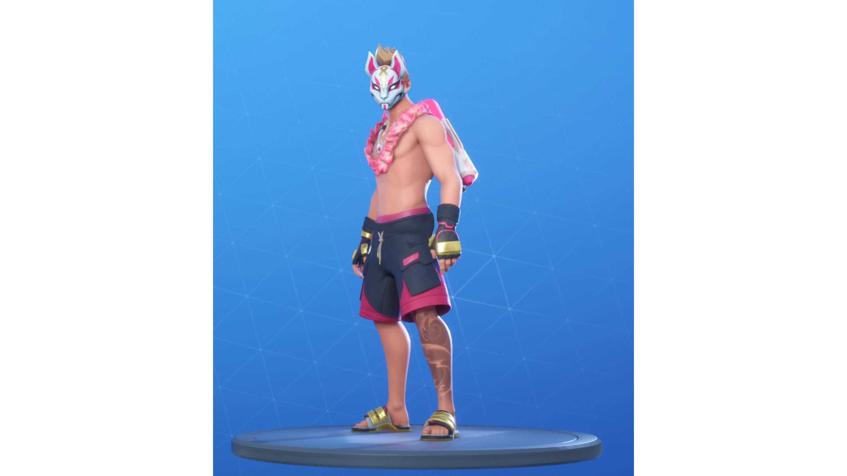 Drift Fortnite, pink fox mask, shorts, 2K Desktop Wallpaper
