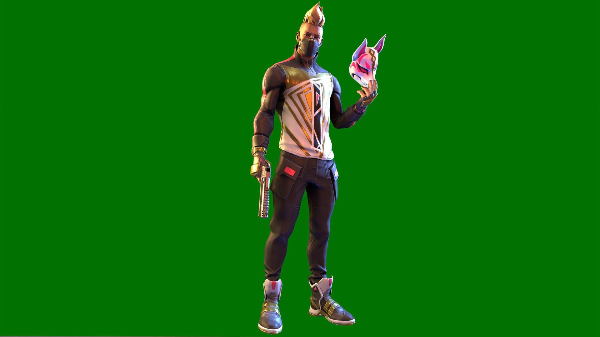 Fortnite, spiky hair, mask, Full HD Desktop Wallpaper