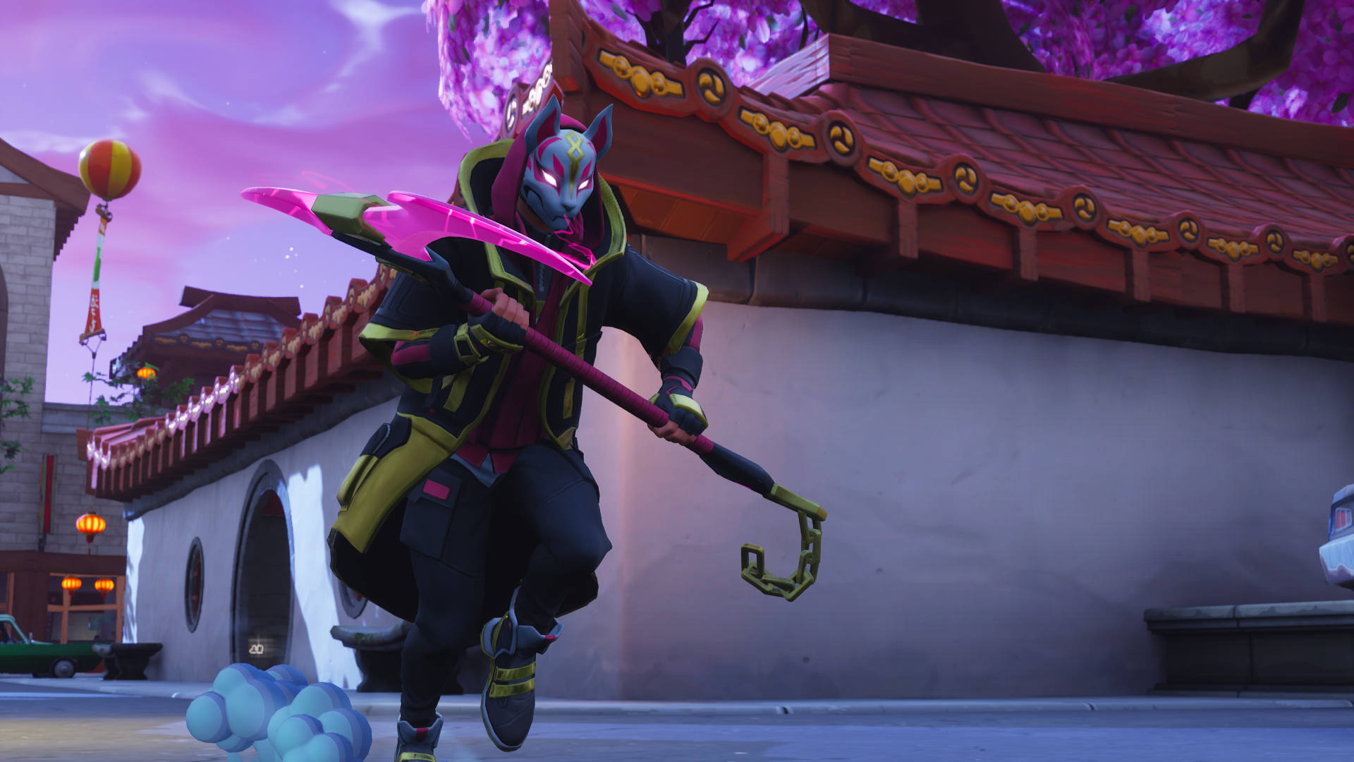 Drift Fortnite, fox-masked warrior, black and yellow gear, Full HD Desktop Wallpaper
