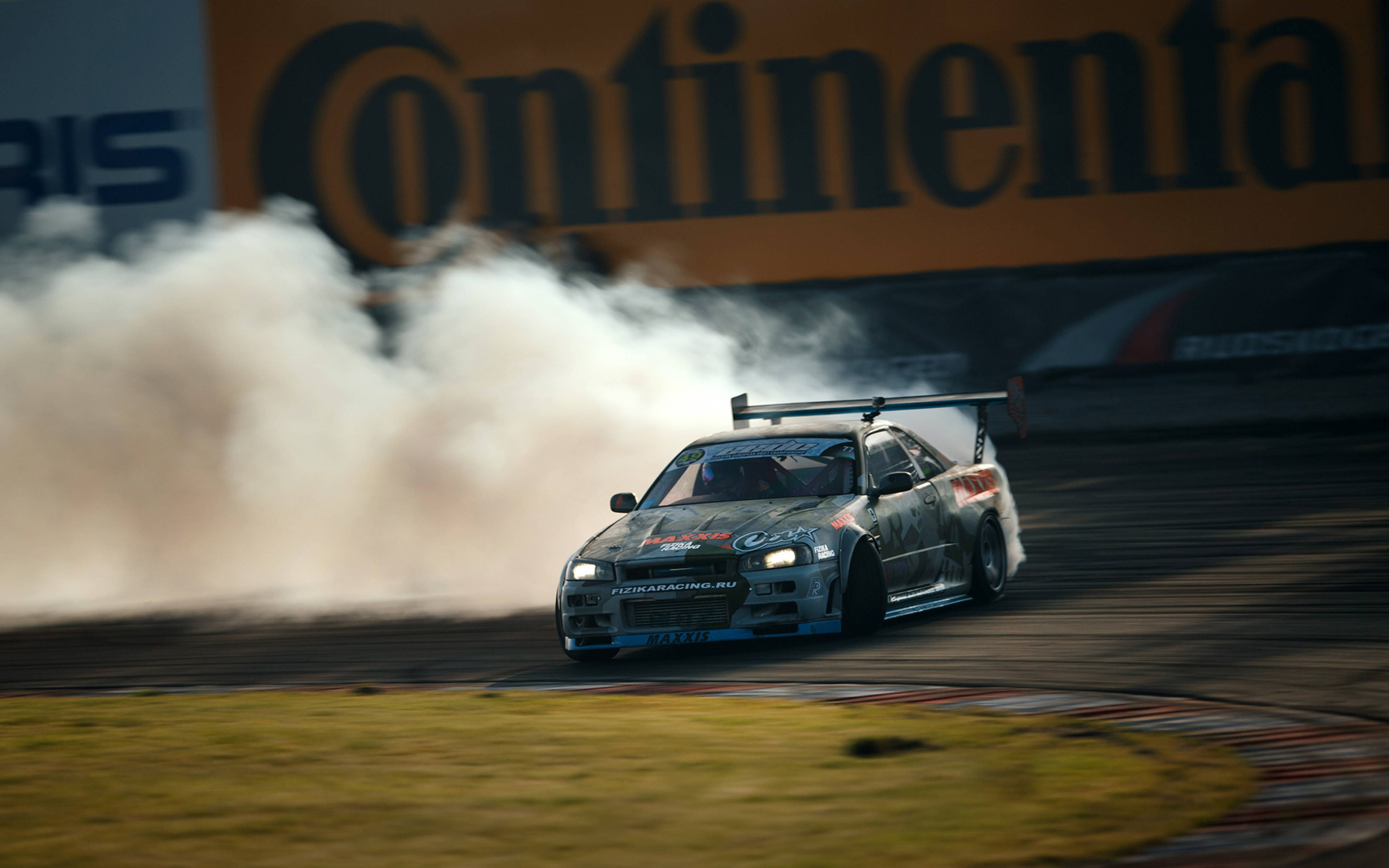 Drifting, Black Smoke, drift racing car, 4K Desktop Wallpaper