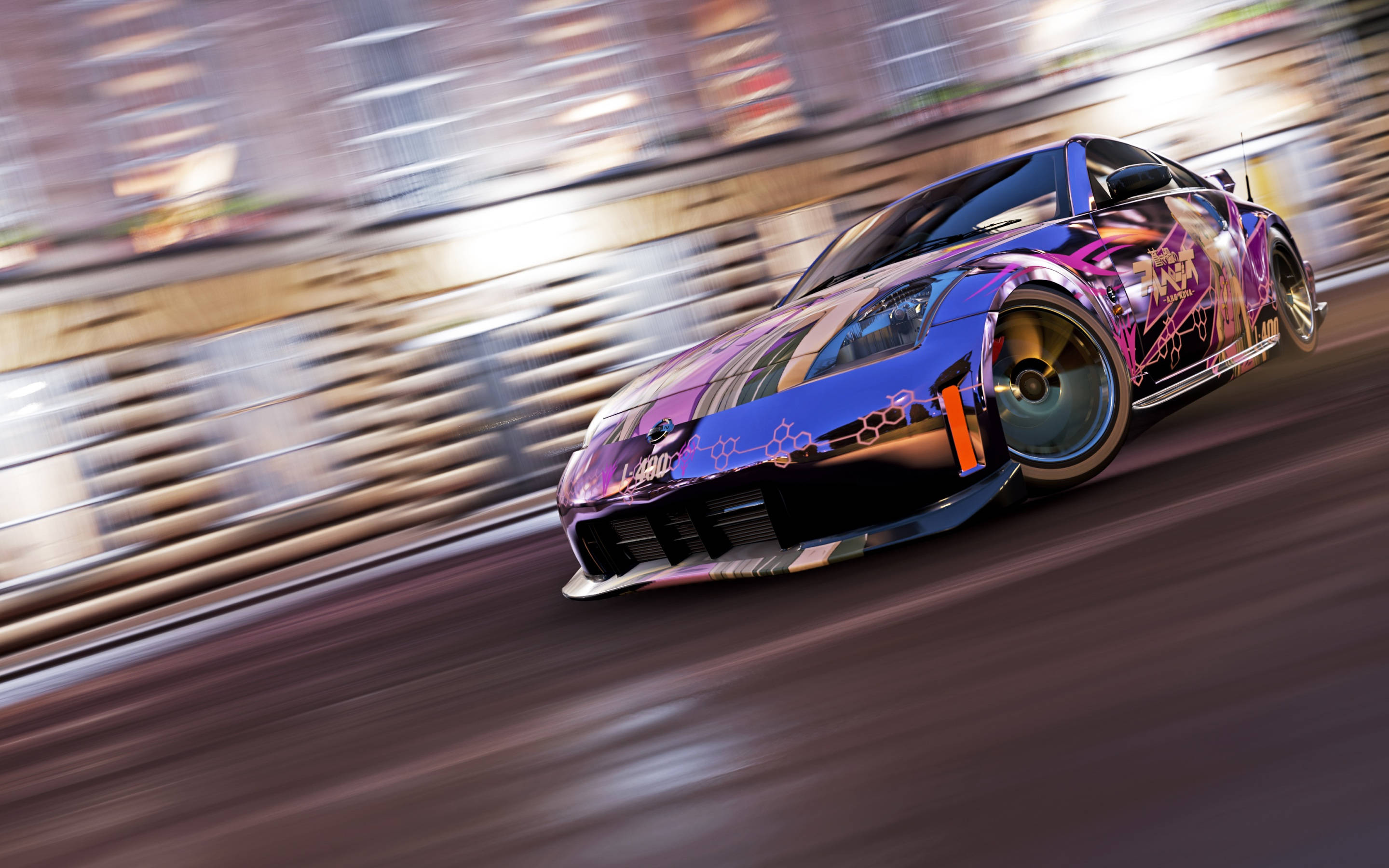 drifting, vibrant purple and pink, custom sports car, 2K Desktop Wallpaper