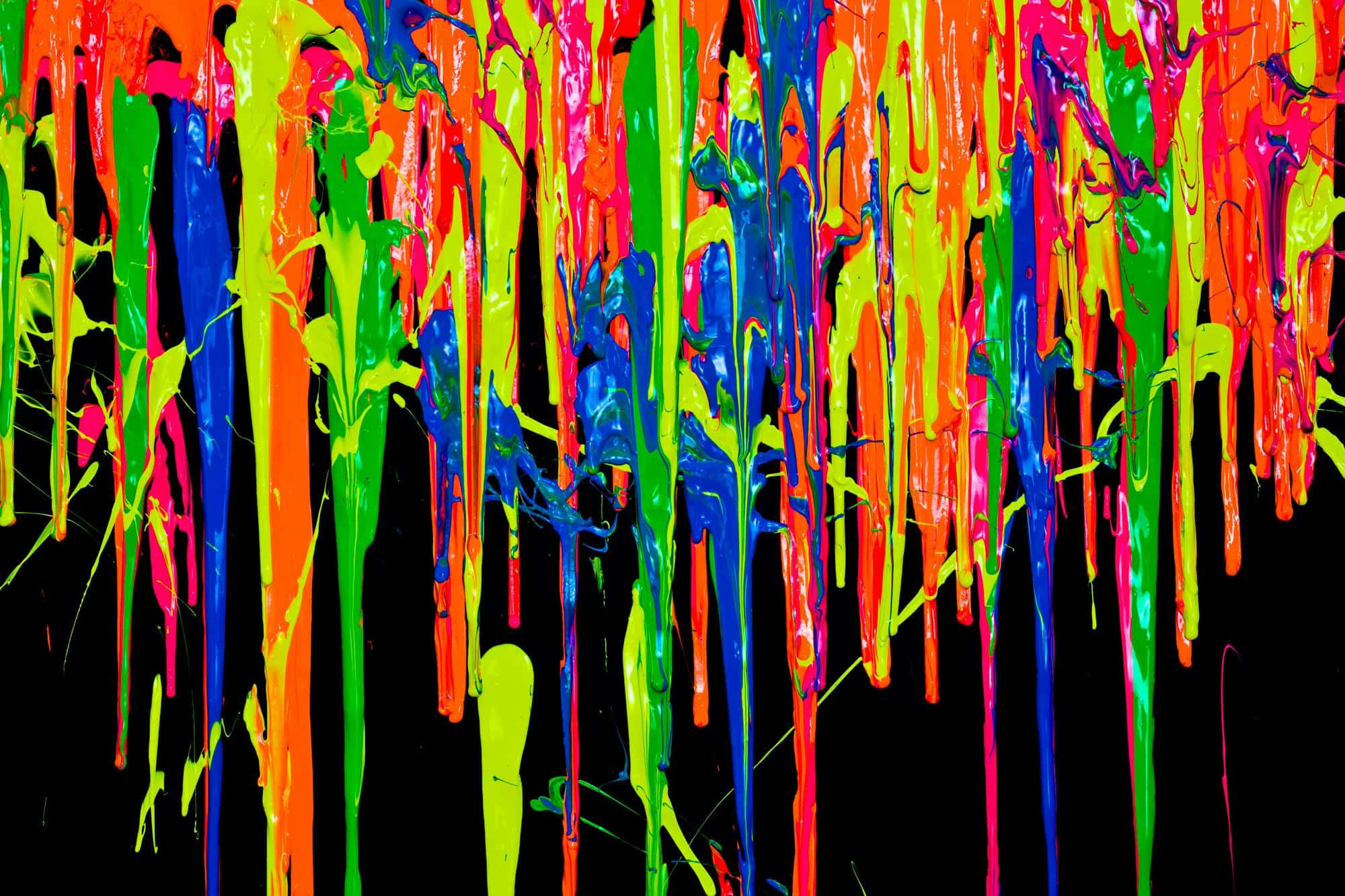 paint drip, neon, orange, Full HD Desktop Wallpaper