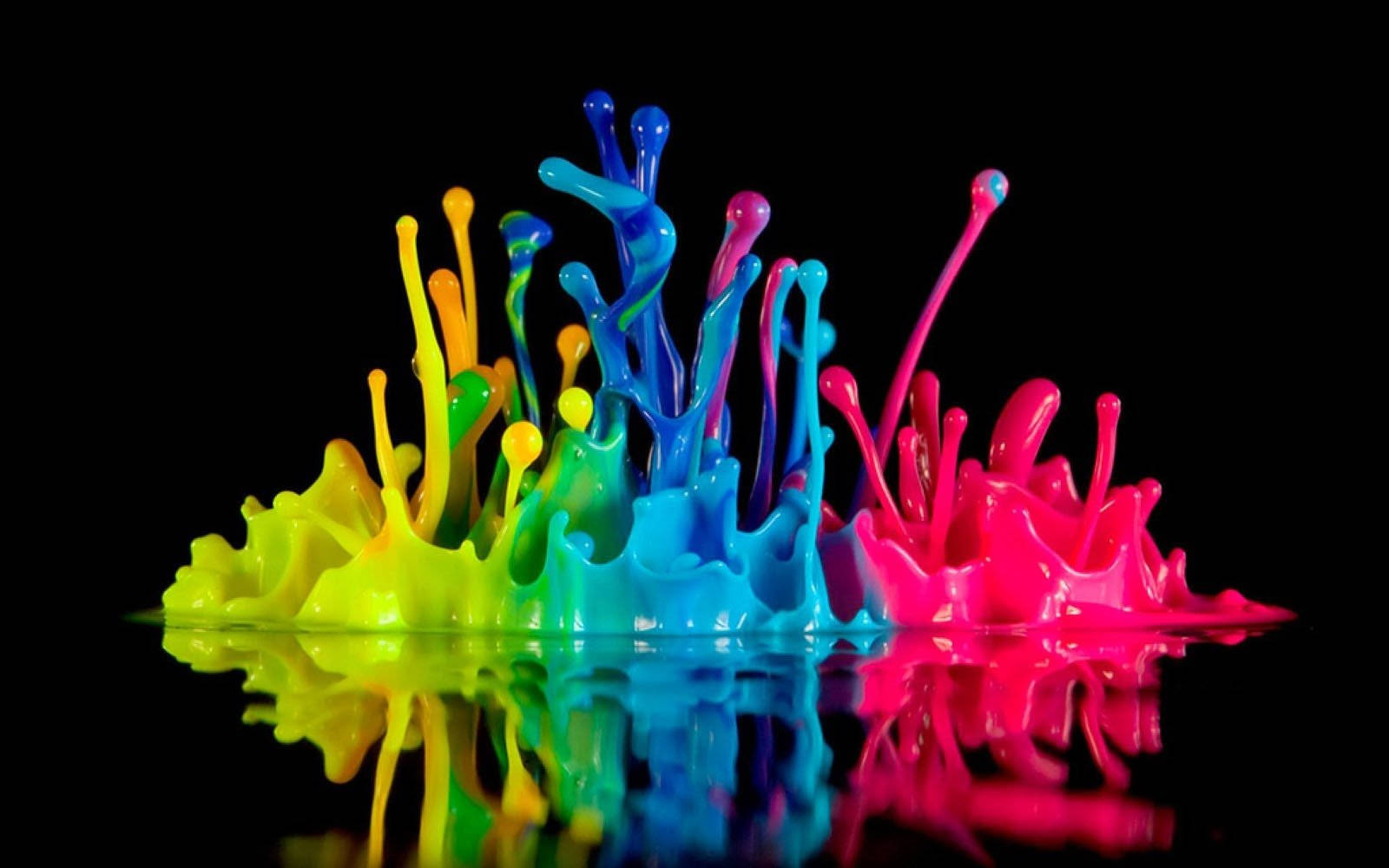 QHD, neon paint, black background, HD Desktop Wallpaper