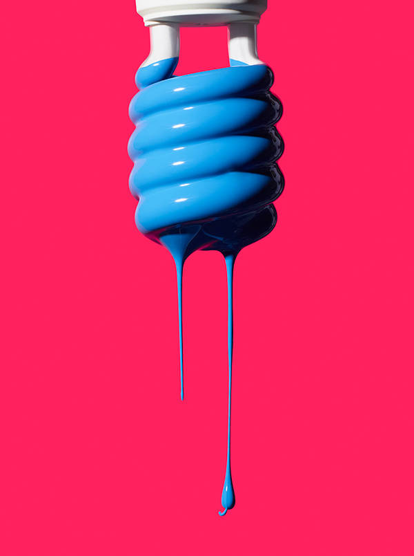 blue paint, compact fluorescent bulb, vivid pink background, SD Phone Wallpaper