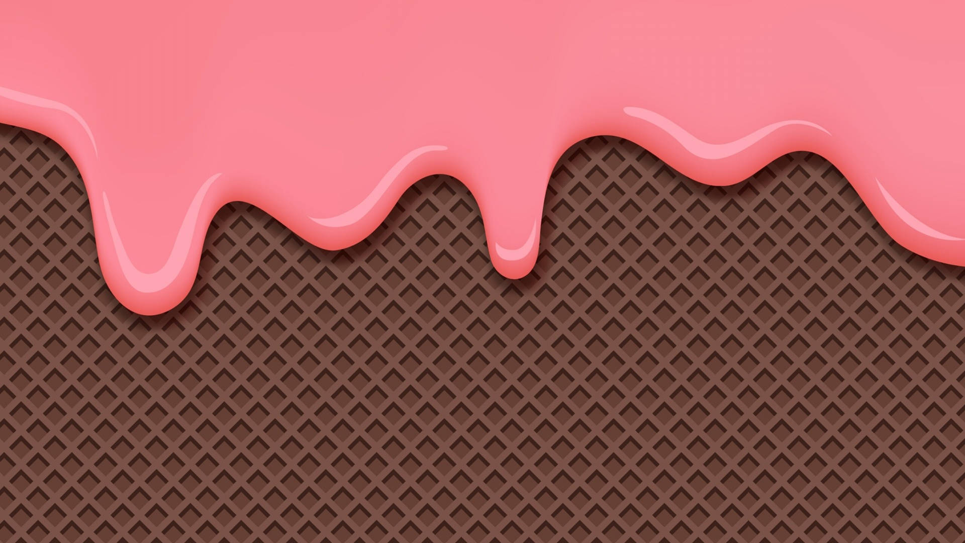 drippy aesthetic, pink icing, textured brown waffle cone, Full HD Desktop Wallpaper