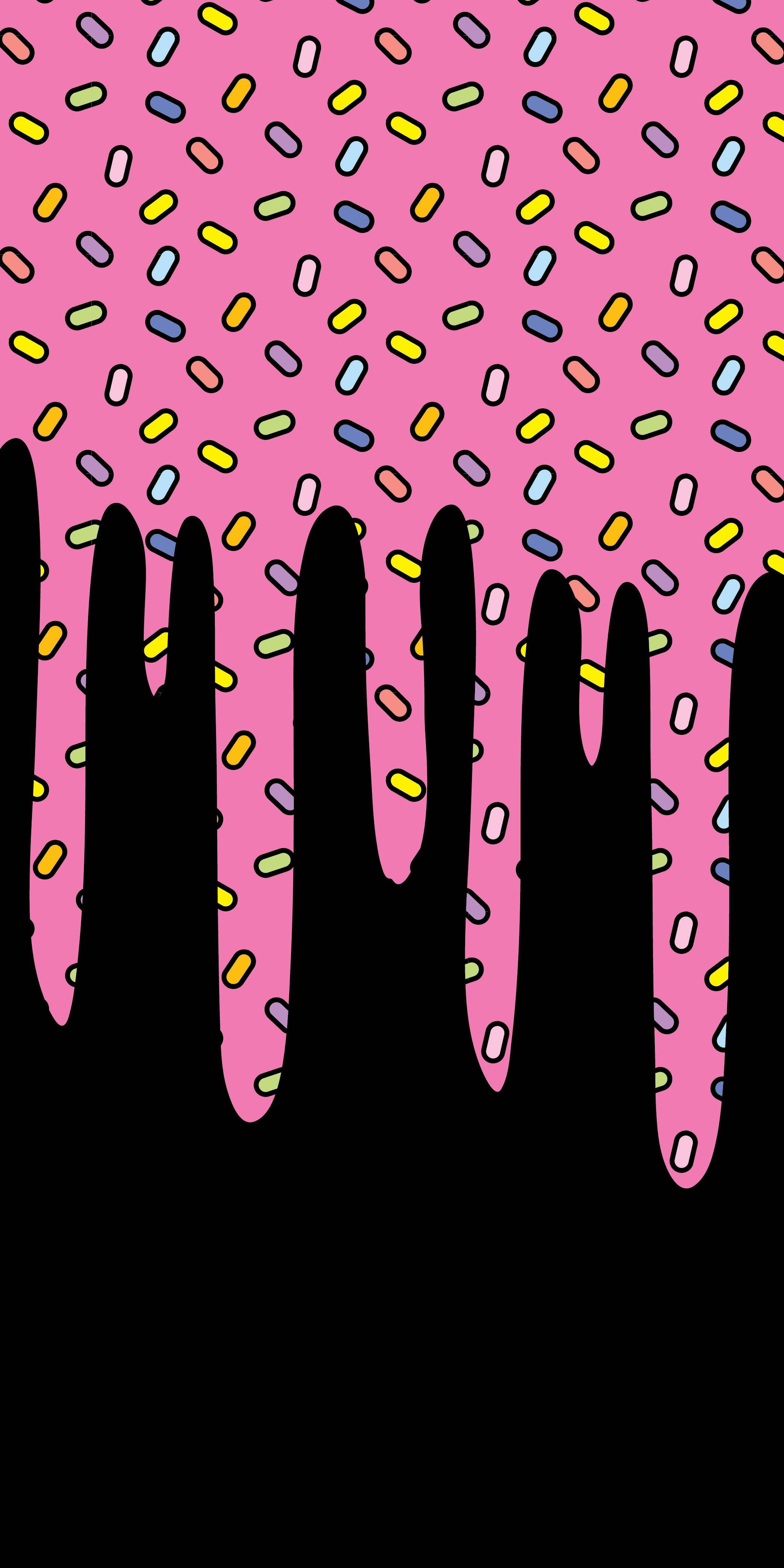 Drippy, donut, pink frosting, 4K Phone Wallpaper