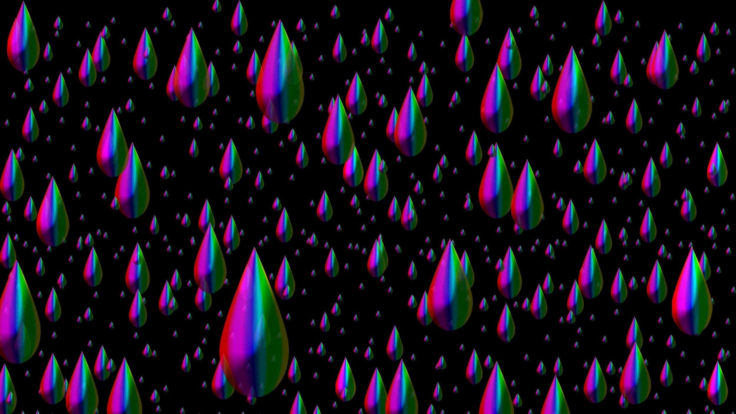 Drippy, colorful drops, iridescent raindrops, Full HD Desktop Wallpaper