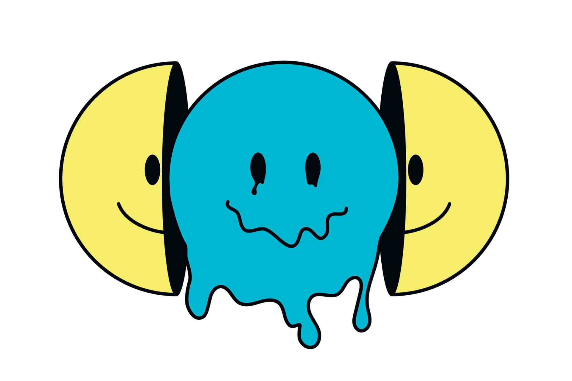 psychedelic melt, dripping aesthetic, trippy smiley face, Full HD Desktop Wallpaper