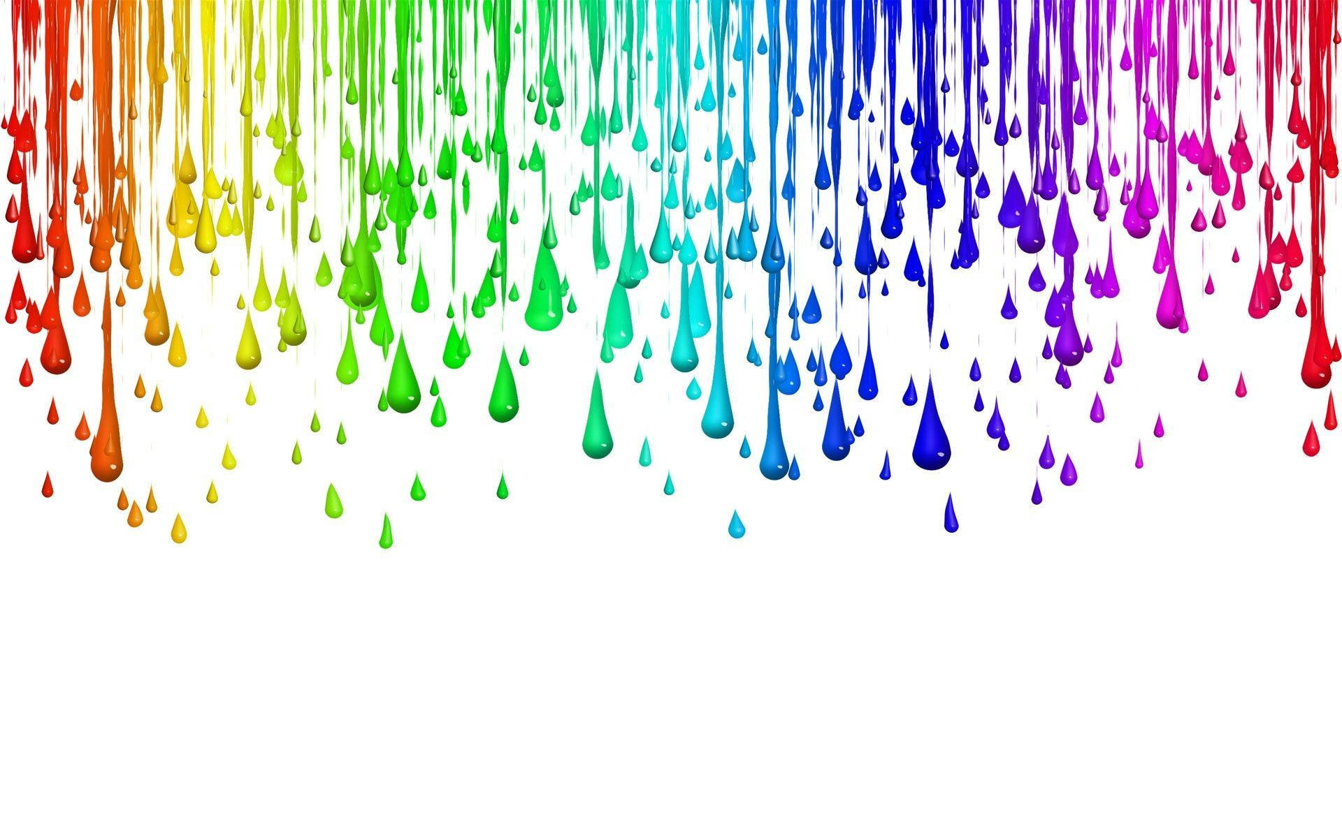 Drippy, rainbow-colored paint drips, white background, Full HD Desktop Wallpaper