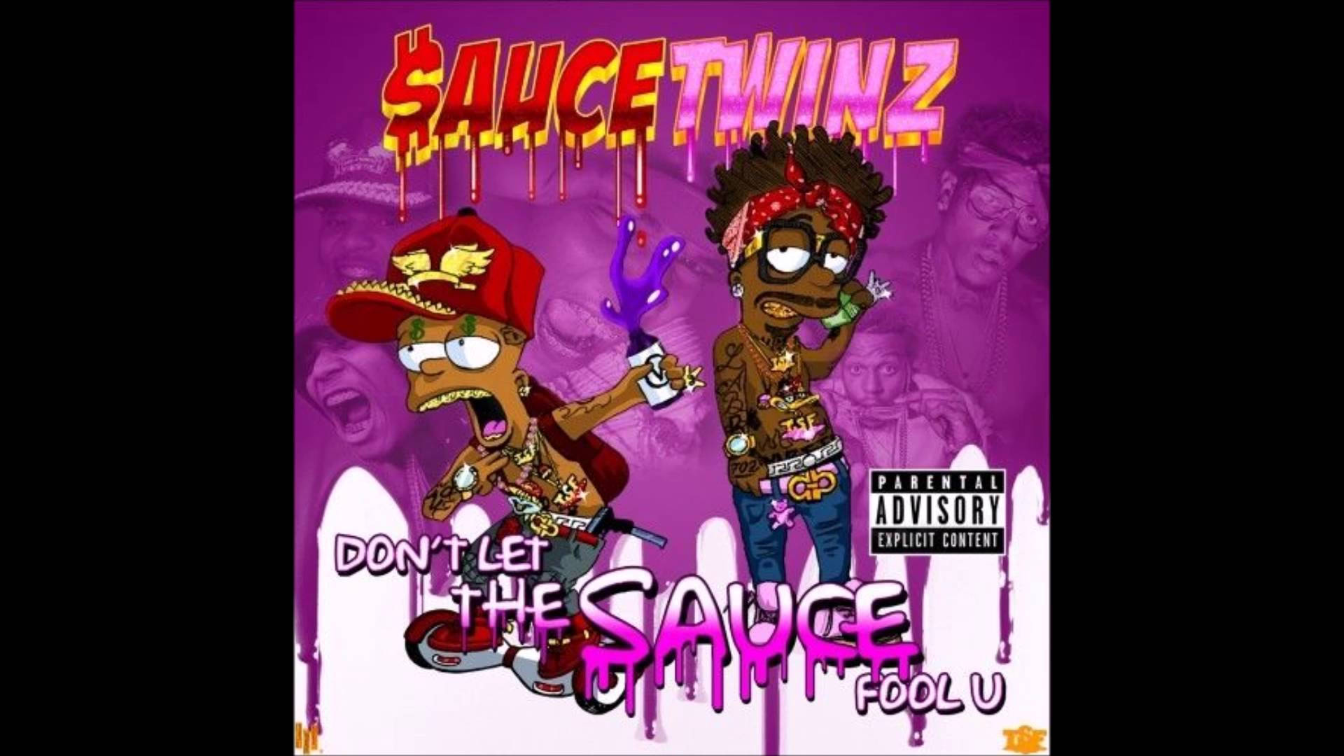 Drippy Aesthetic Sauce Twinz, dripping purple background, flashy outfits, Full HD Desktop Wallpaper