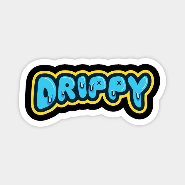 DRIPPY, blue dripping letters, yellow outline, SD Desktop Wallpaper