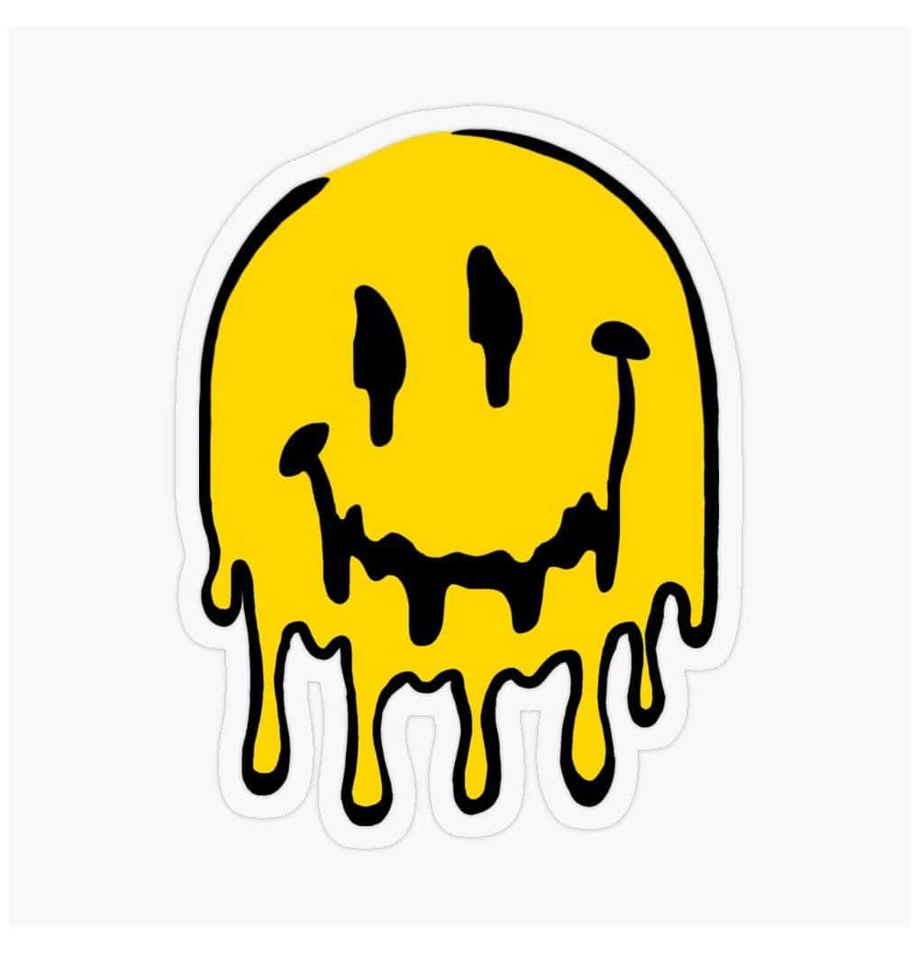 yellow dripping aesthetic, trippy smiley face, dripping yellow smiley face sticker, SD Phone Wallpaper
