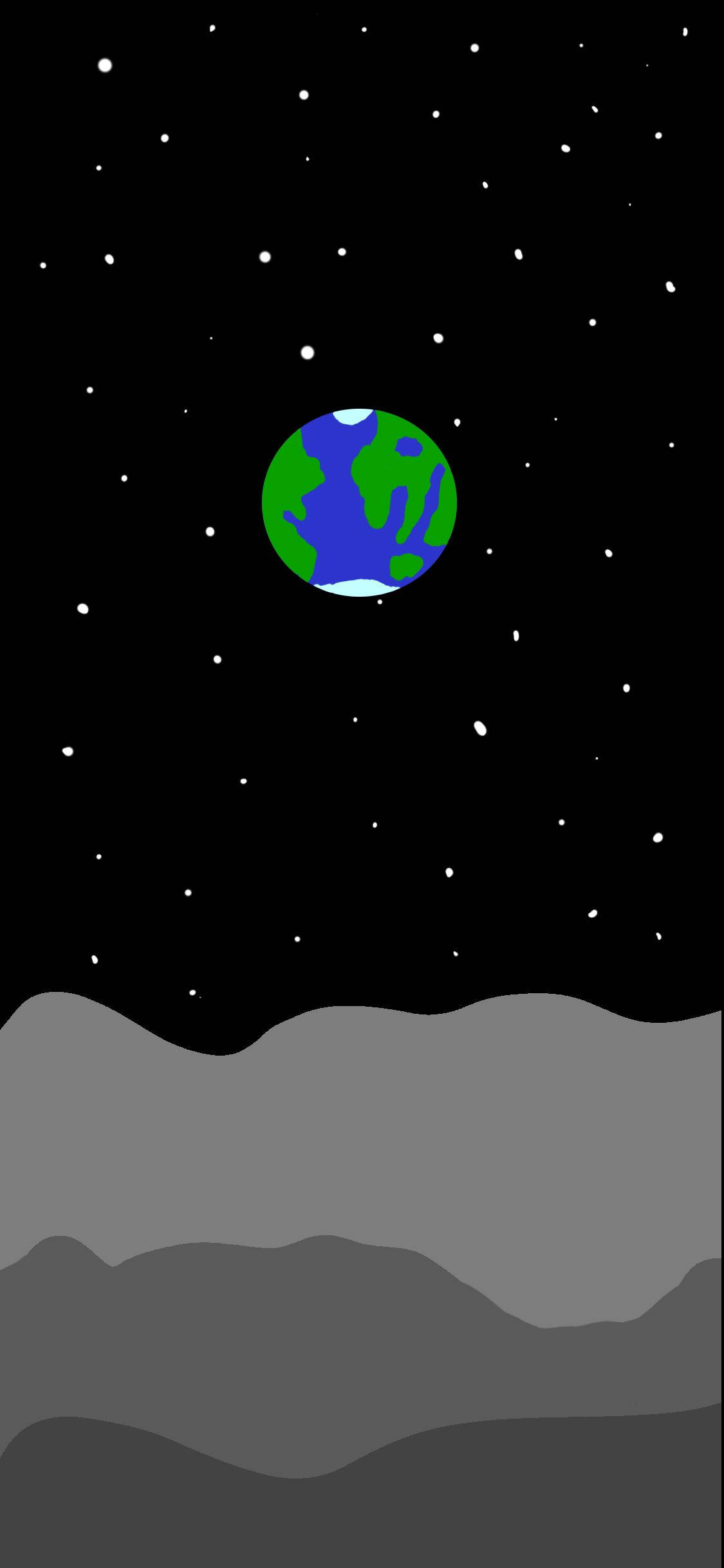 Drippy Earth, gray mountain range, starry black sky, Full HD Phone Wallpaper