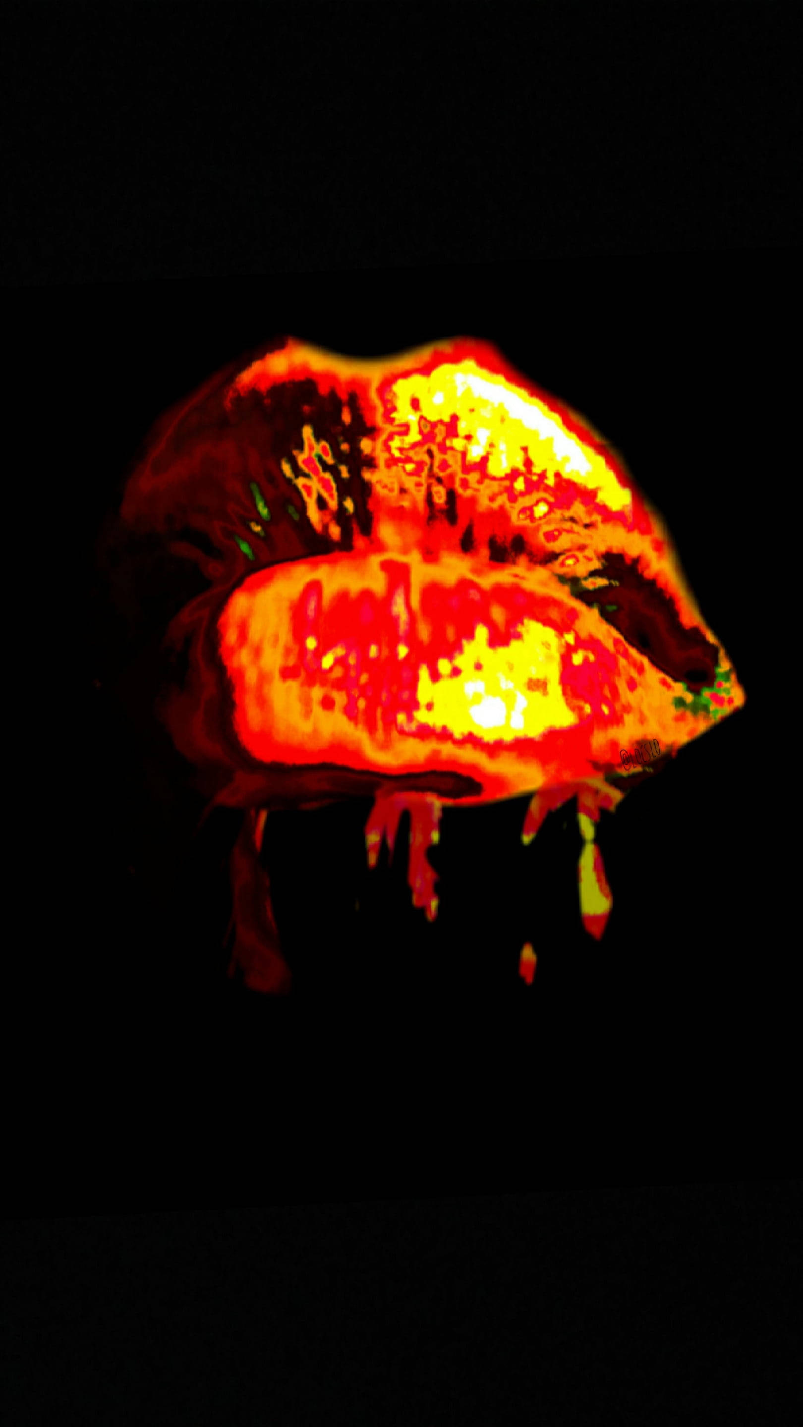 drippy aesthetic, fiery lips, dripping molten texture, 2K Phone Wallpaper