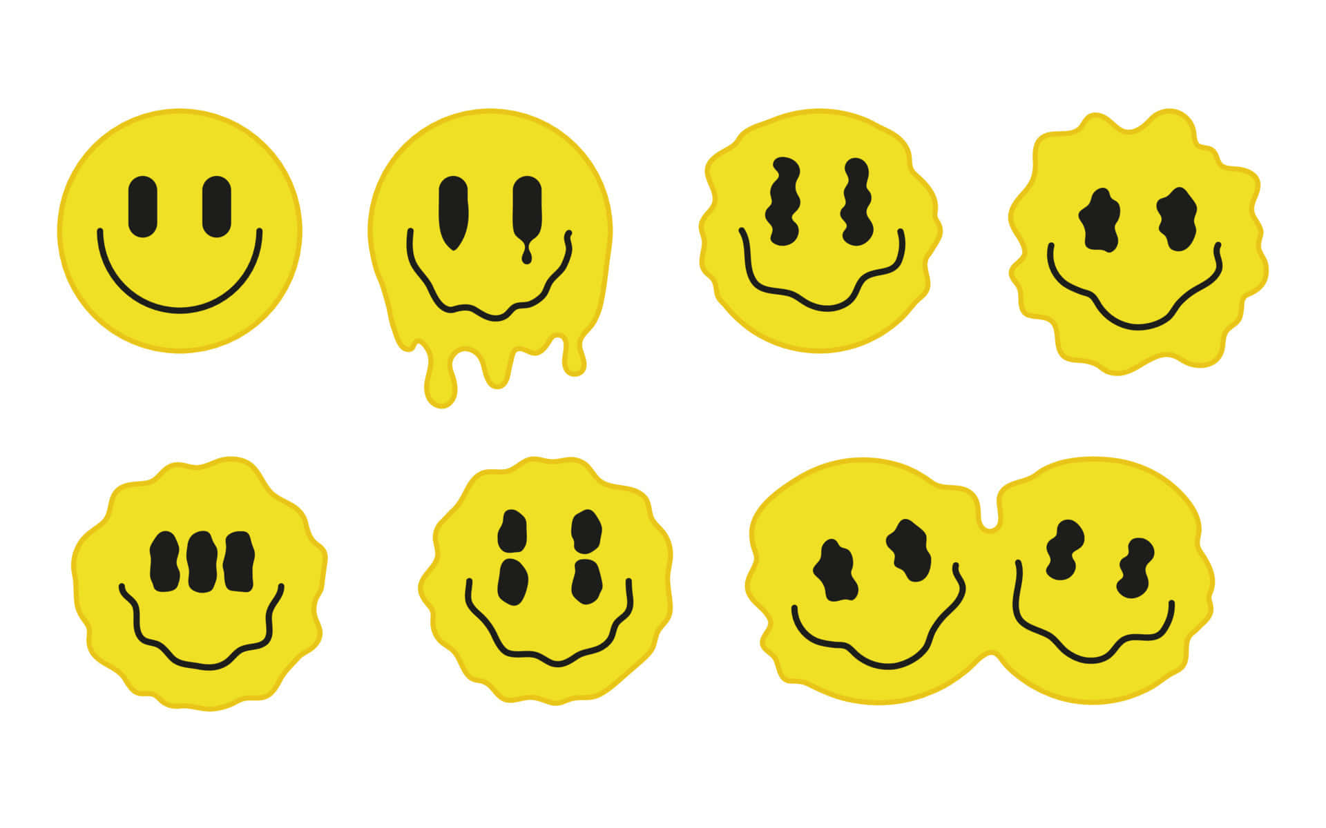 psychedelic surreal aesthetic, trippy smiley face, yellow smiley faces, Full HD Desktop Wallpaper