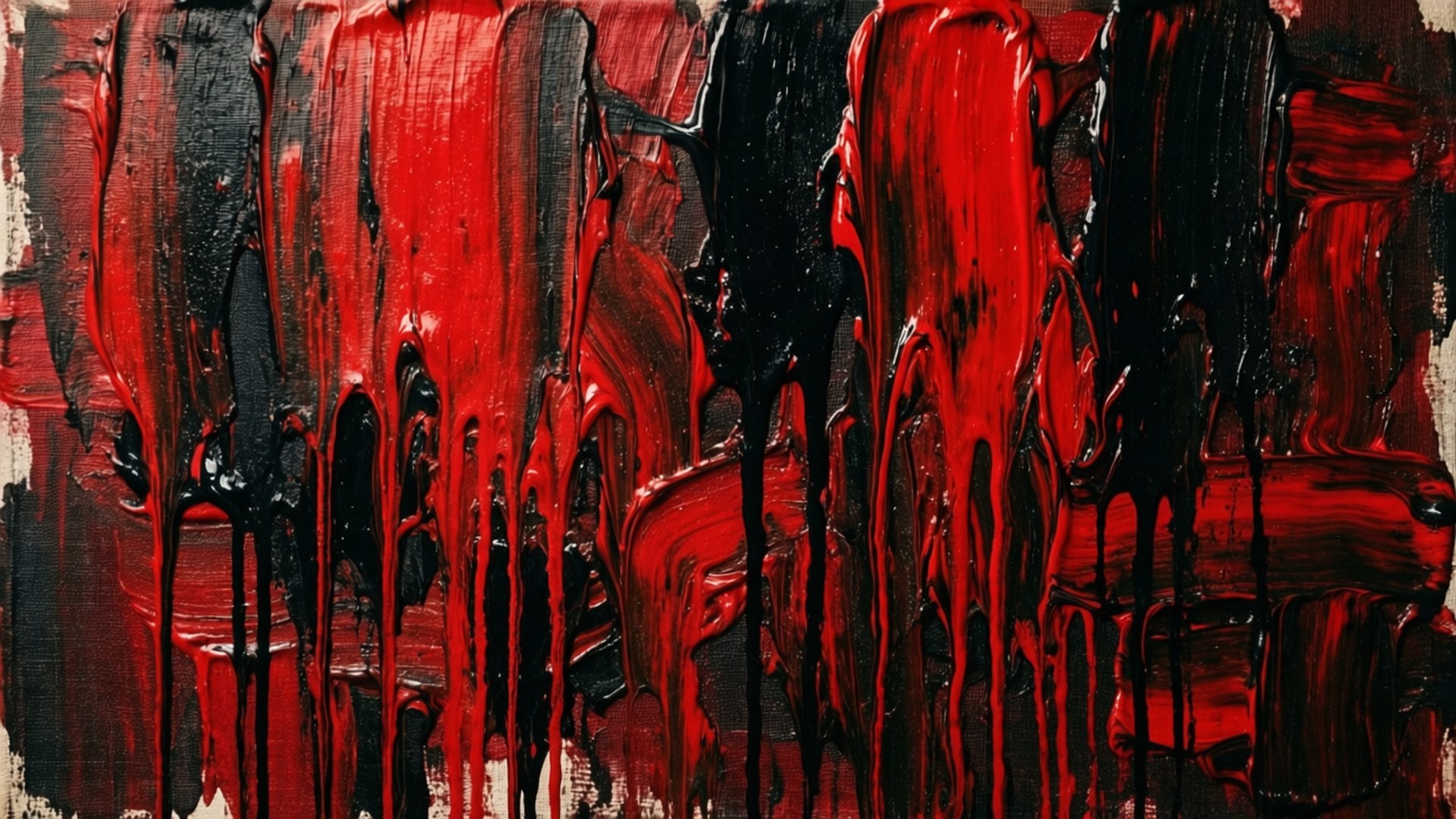 acrylic drip, red, black, Full HD Desktop Wallpaper