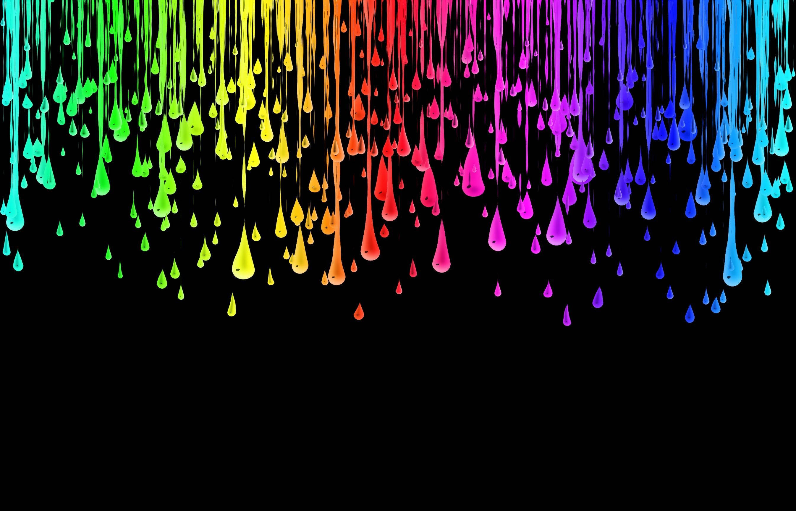 Drippy, rainbow drops, rainbow-colored paint drips, 2K Desktop Wallpaper