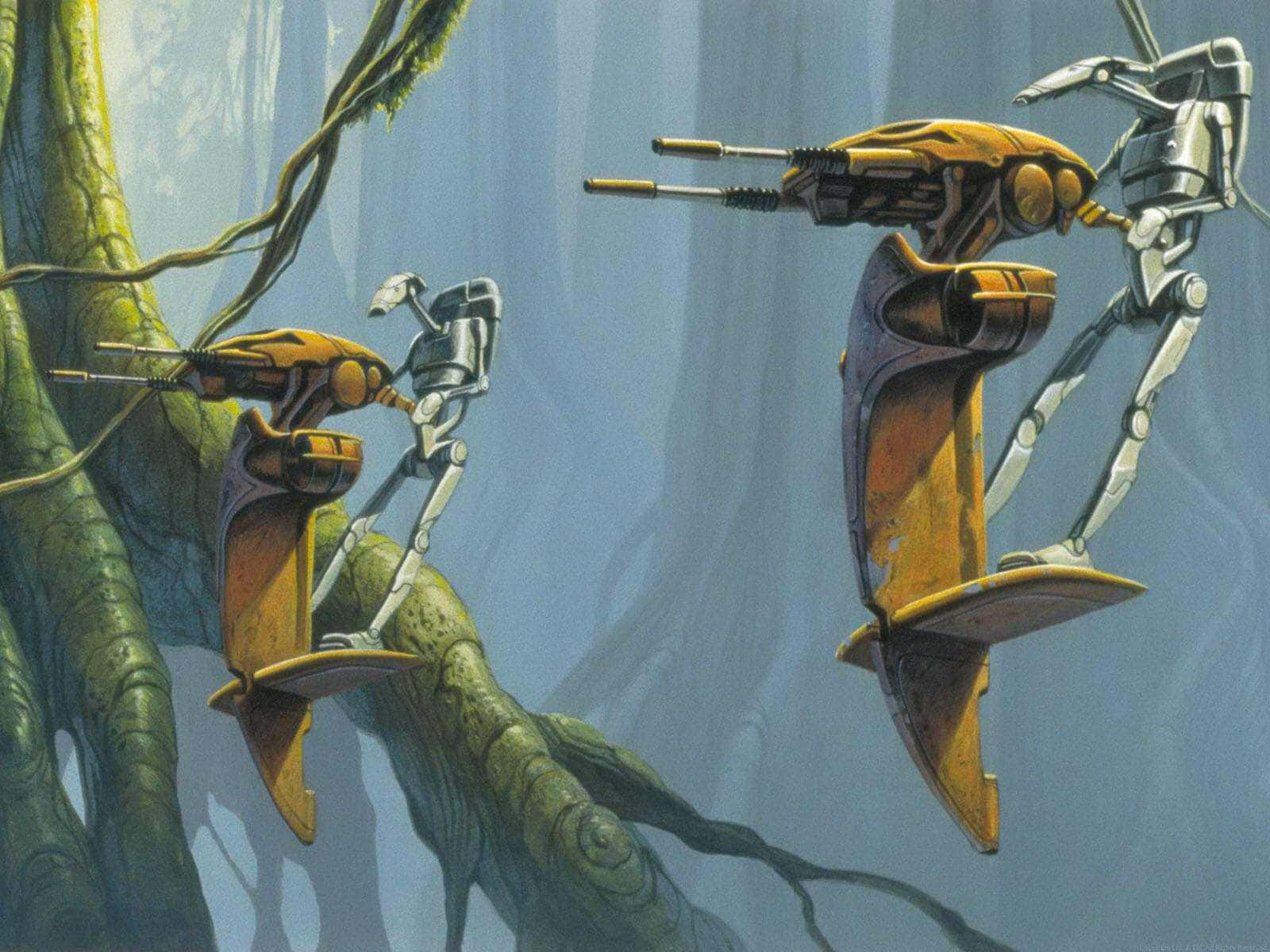 Droid Army, yellow, silver, HD Desktop Wallpaper