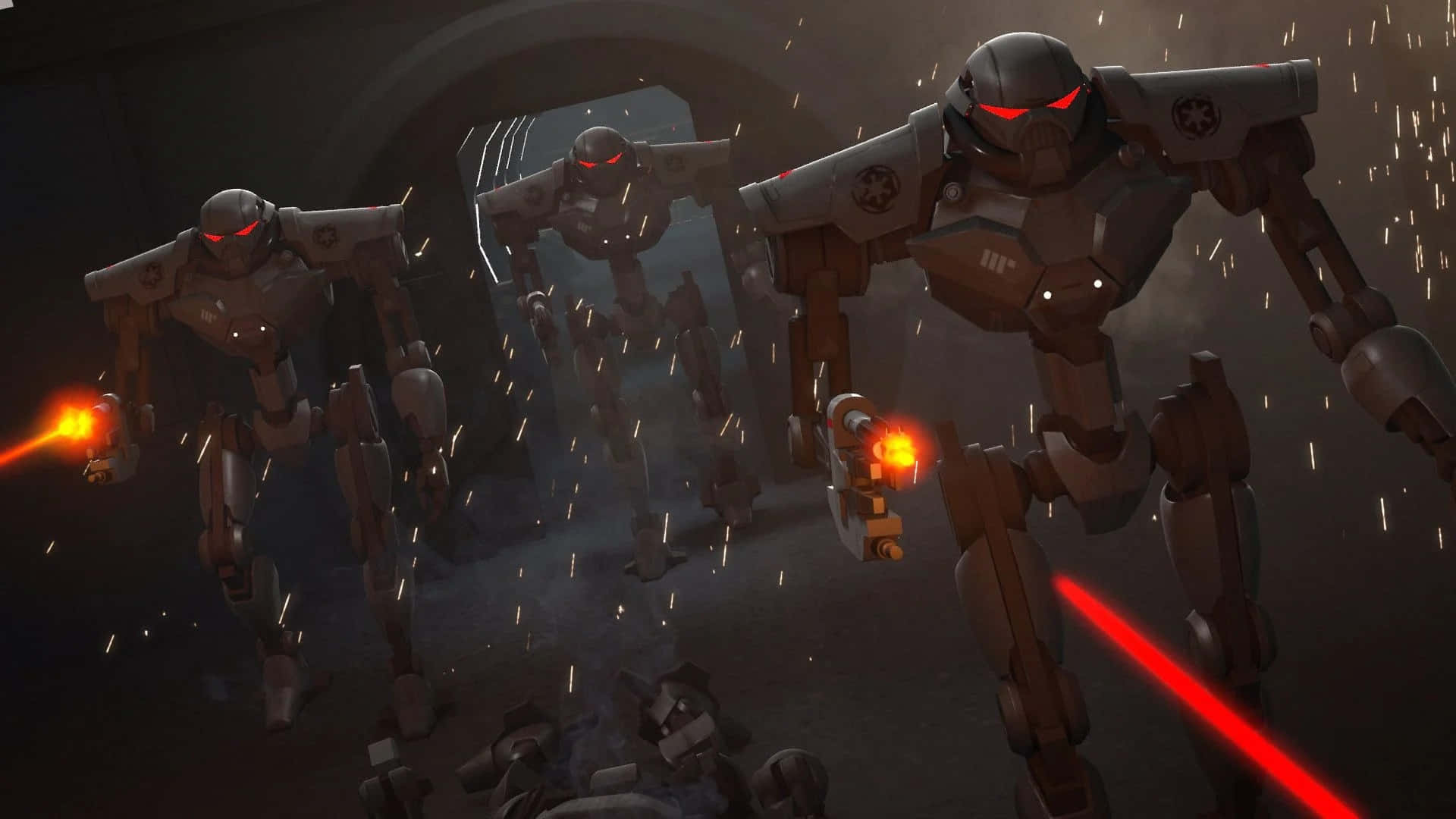 Droid Army, battle droids, glowing red eyes, Full HD Desktop Wallpaper
