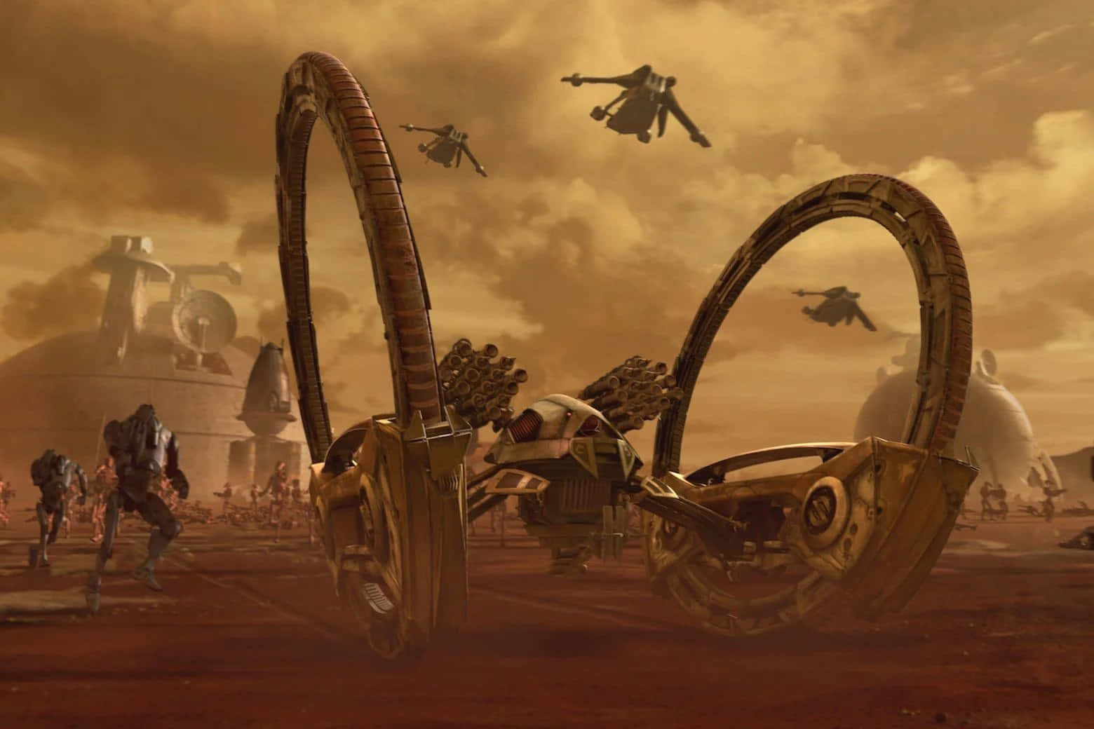 Droid Army, futuristic vehicle, giant curved wheels, HD Desktop Wallpaper