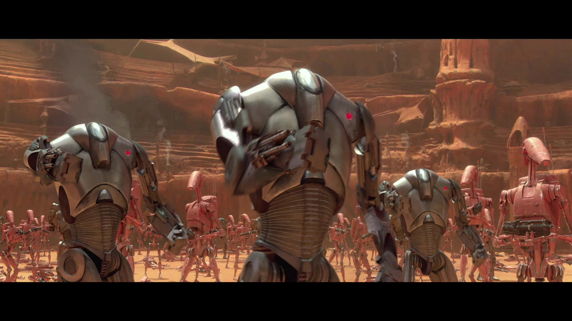 Droid Army, battalion of battle droids, barren red canyon, Full HD Desktop Wallpaper
