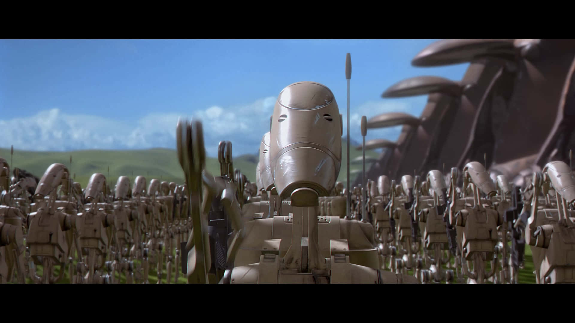 Droid Army, beige battle droids, green field, Full HD Desktop Wallpaper