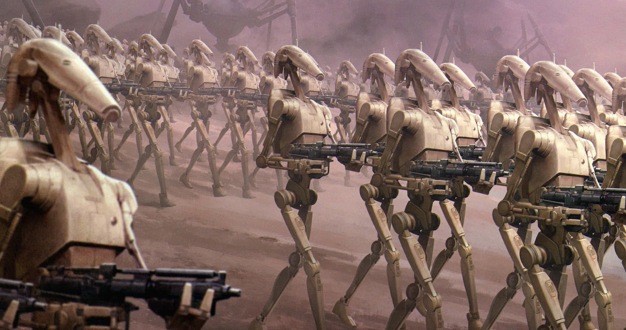 Droid Army, battle droids, dusty battlefield, Full HD Desktop Wallpaper